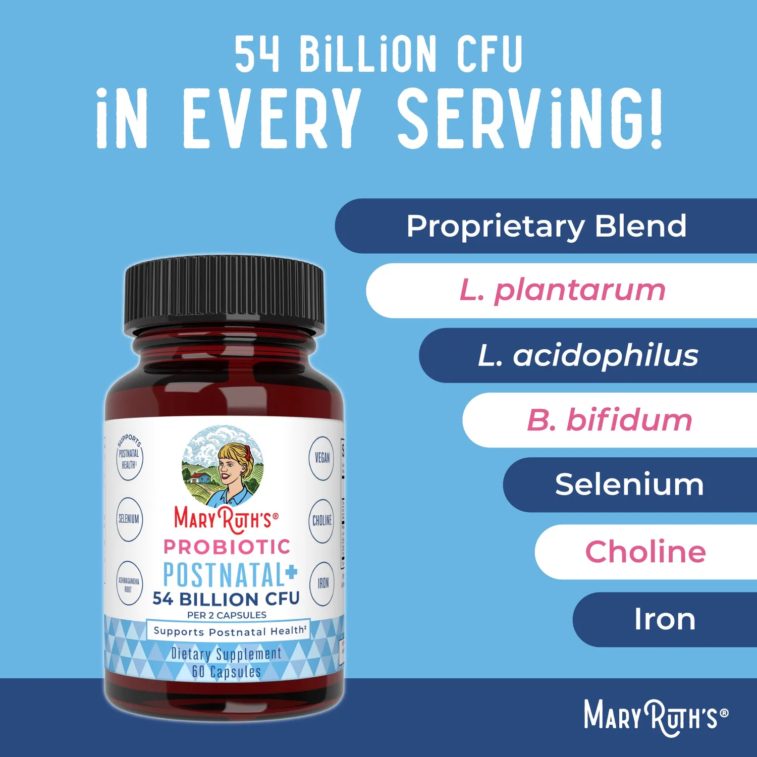 MaryRuth's Postnatal+ probiotikakapsler jern