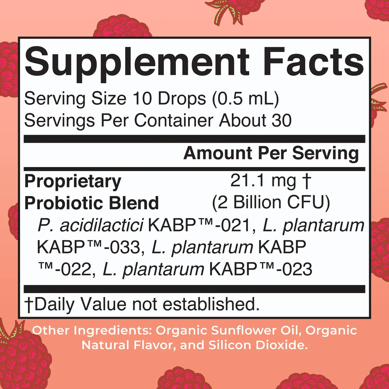 MaryRuth's Women's Probiotic dråper bringebær 4 stammer