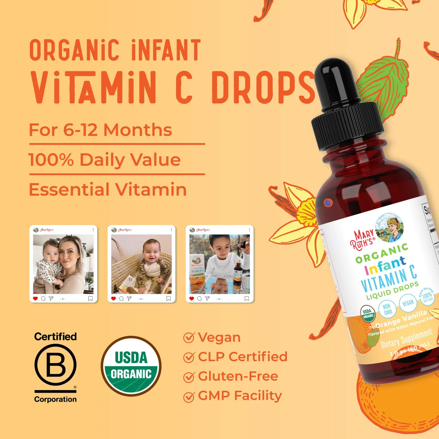 MaryRuth's Infants C-vitamin dråper økologisk 30 doser