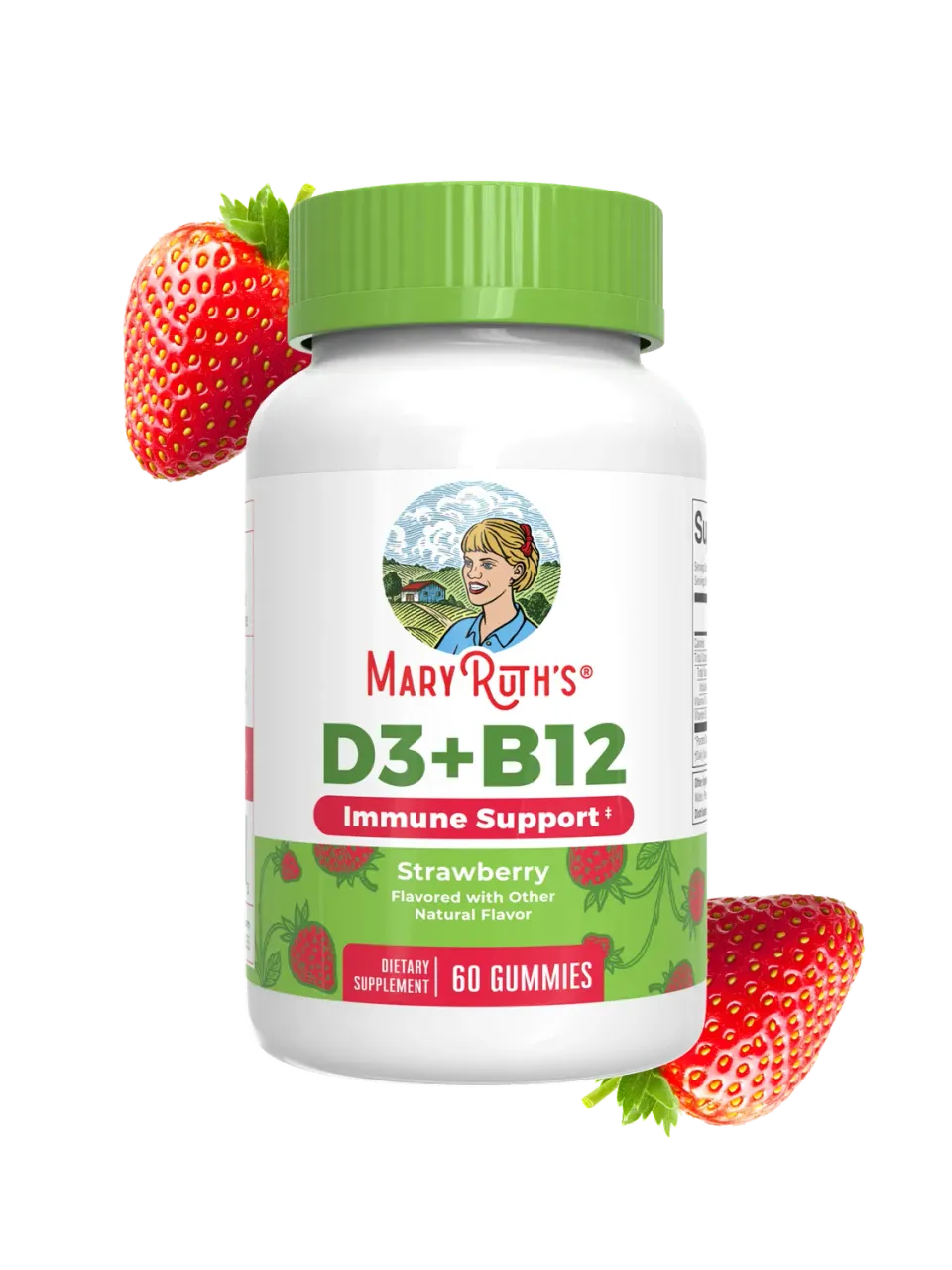MaryRuth's D3 + B12 Gummies jordbær vingummi daglig