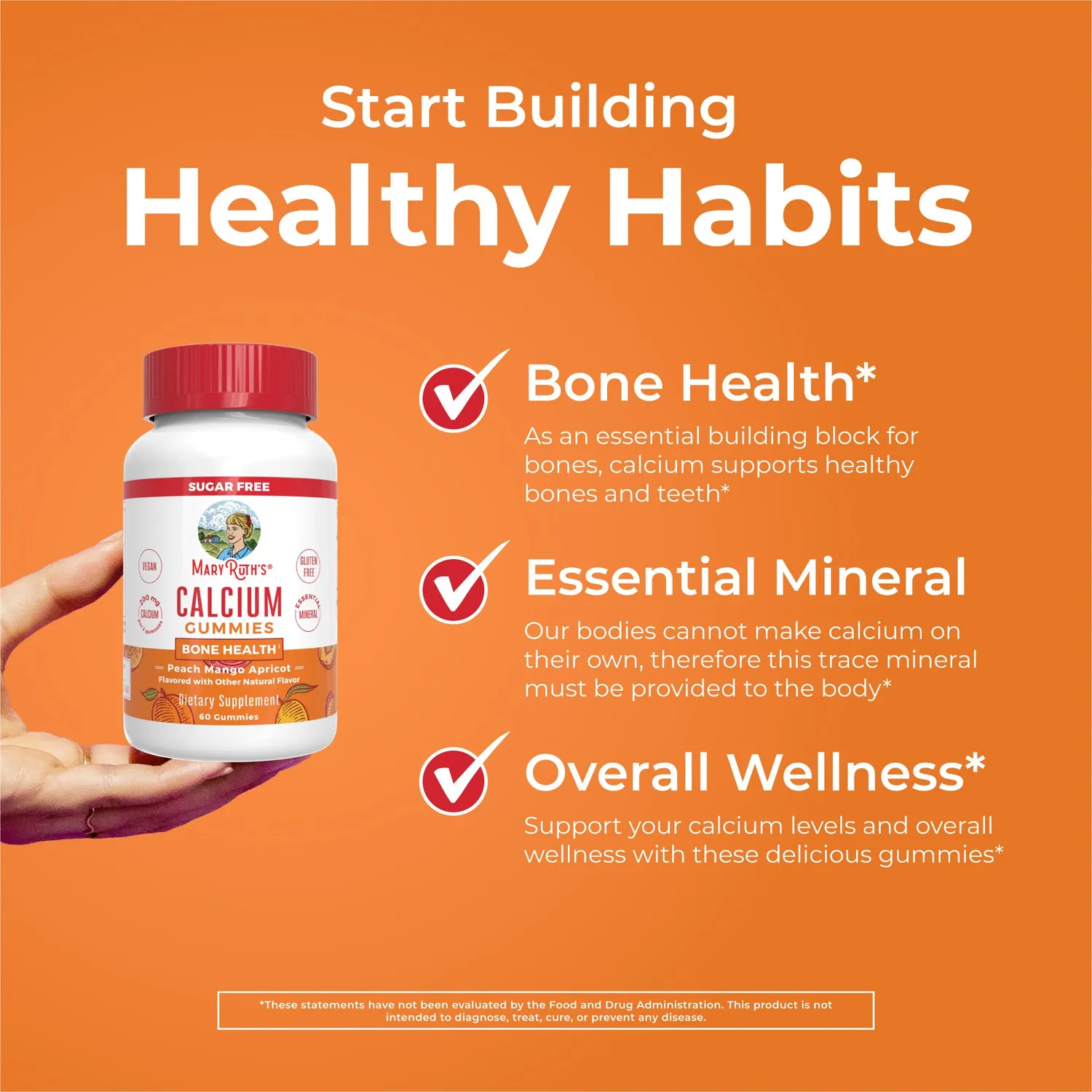 MaryRuth's Calcium gummies fersken mango aprikos sukkerfri