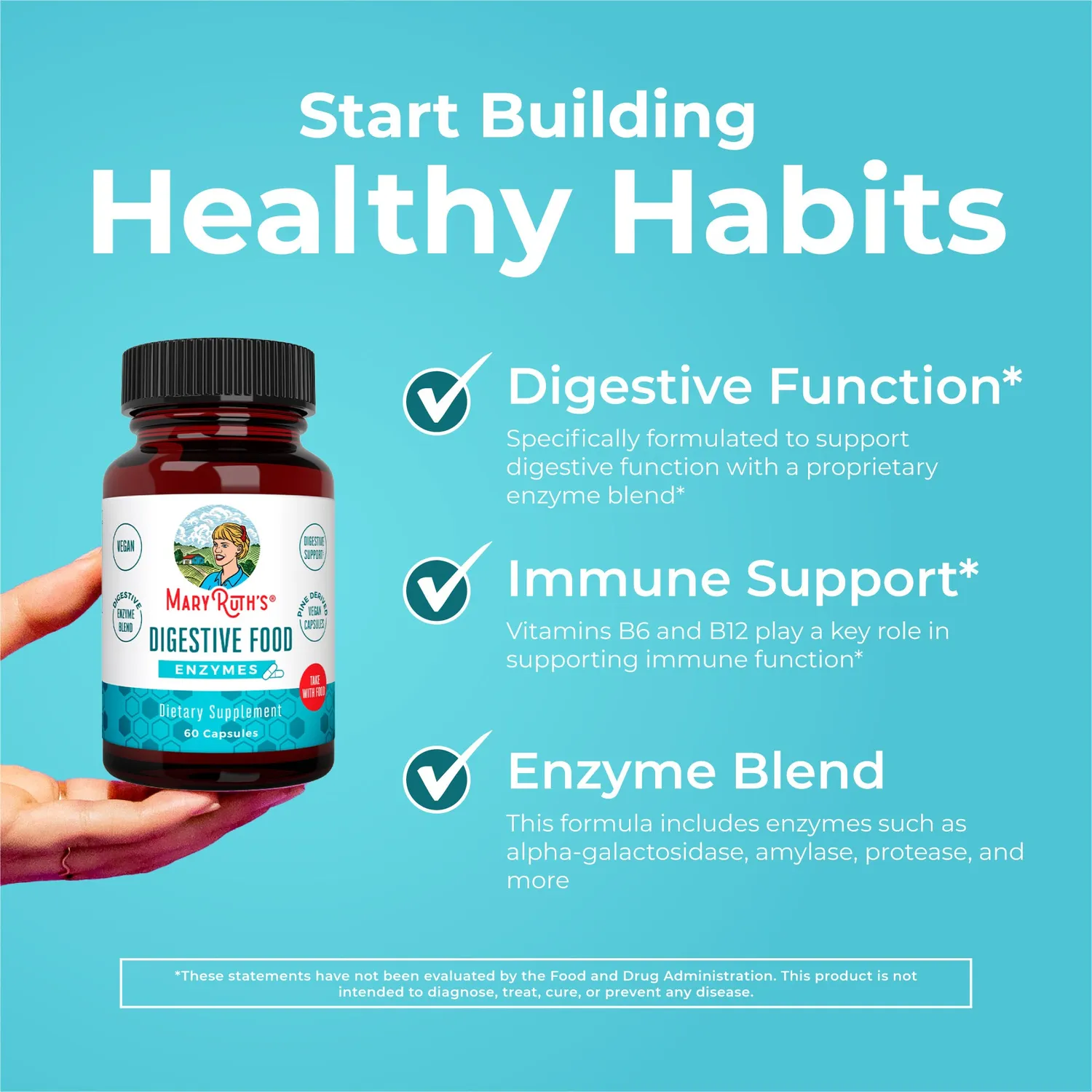 MaryRuth's Digestive Food Enzymes kapsler 60 stk enzymblanding