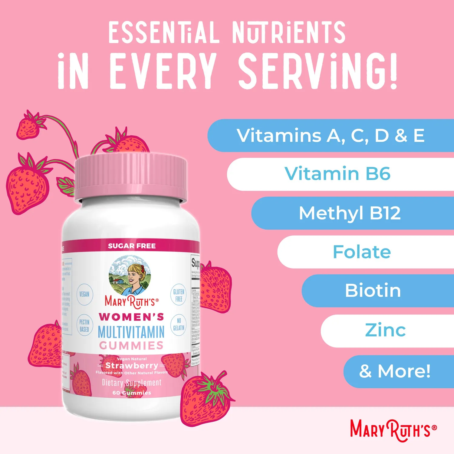 MaryRuth's Women's Multivitamin vingummi jordbær 30 doser vegansk