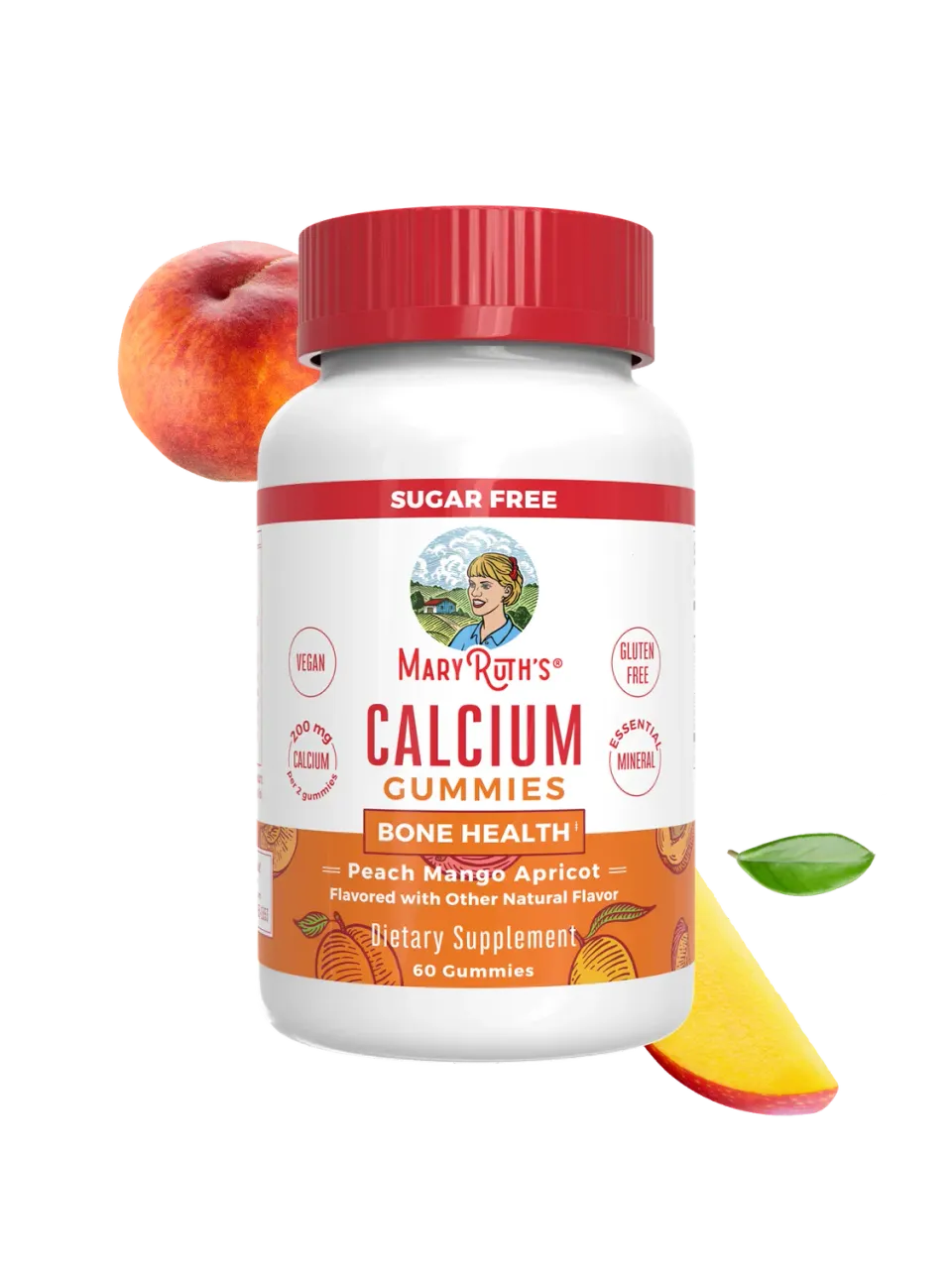 MaryRuth's Calcium gummies fersken mango aprikos sukkerfri