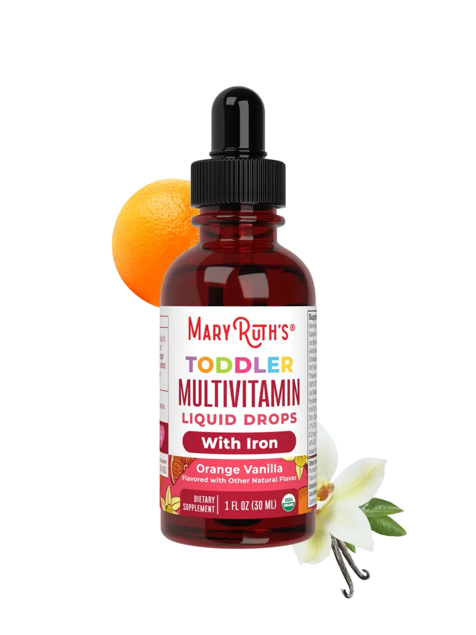 MaryRuth's Organic Toddler Multivitamin Liquid Drops With Iron dråper 2 ml