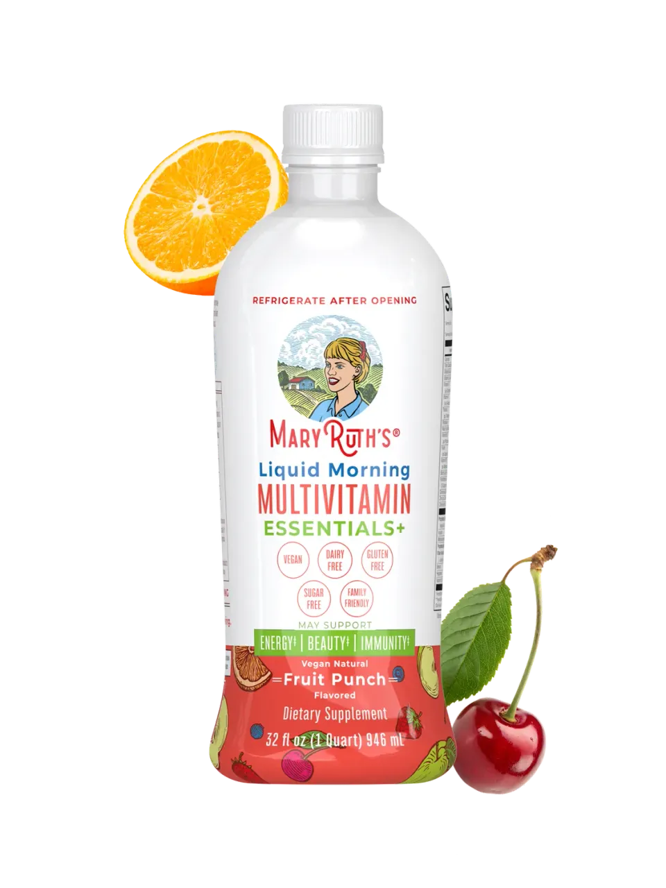 MaryRuth's Essentials+ morgenmultivitamin flytende hyllebær familie