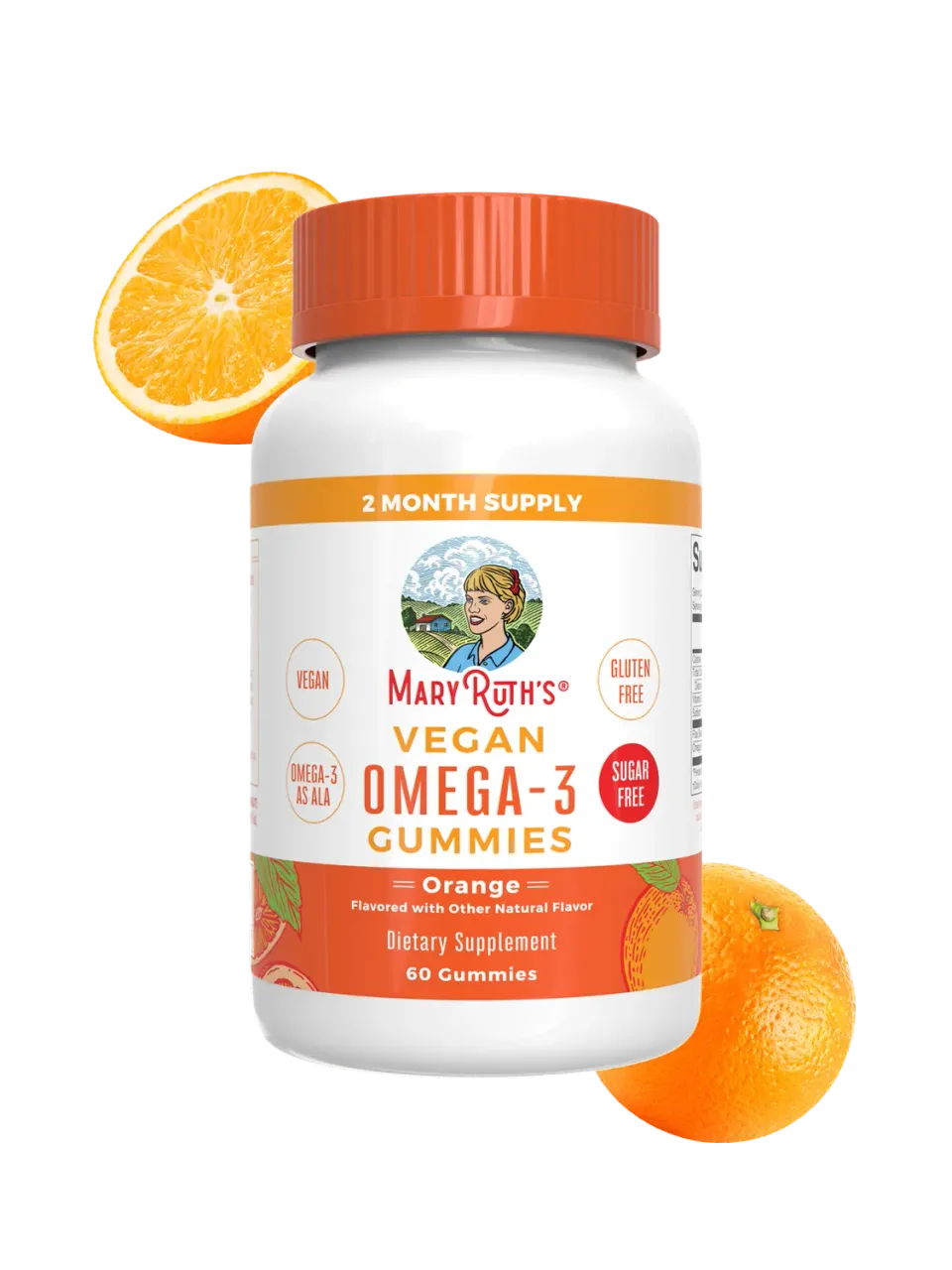 MaryRuth's Vegan Omega-3 gummies appelsin 60 stk linfrø
