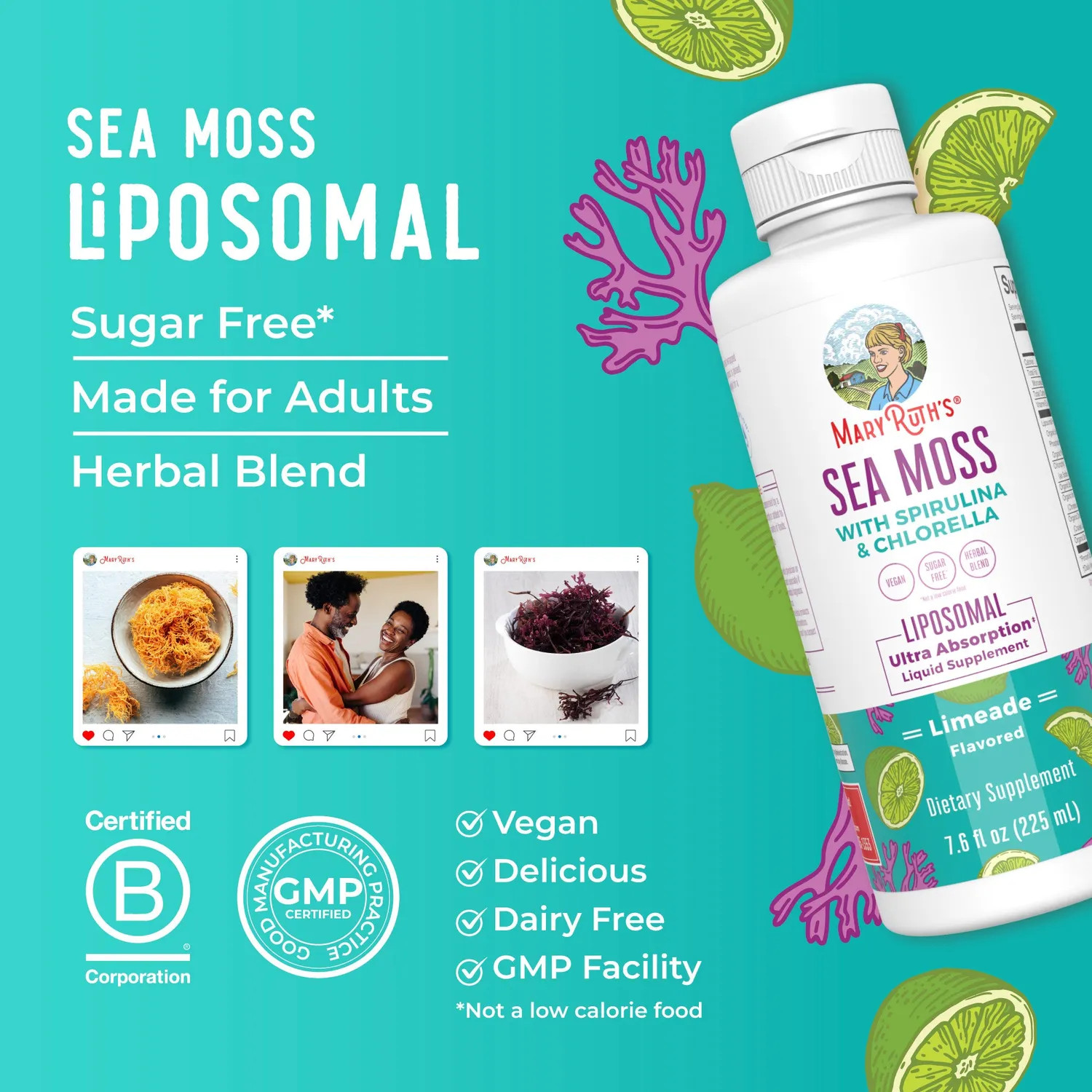 MaryRuth's Sea Moss Spirulina Chlorella liposomal lime