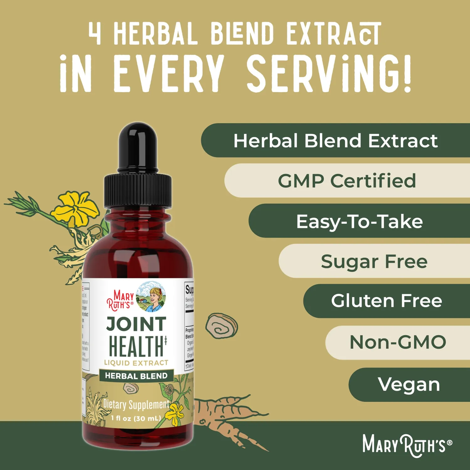 MaryRuth's Joint Health Liquid Drops dråper 30 ml urter