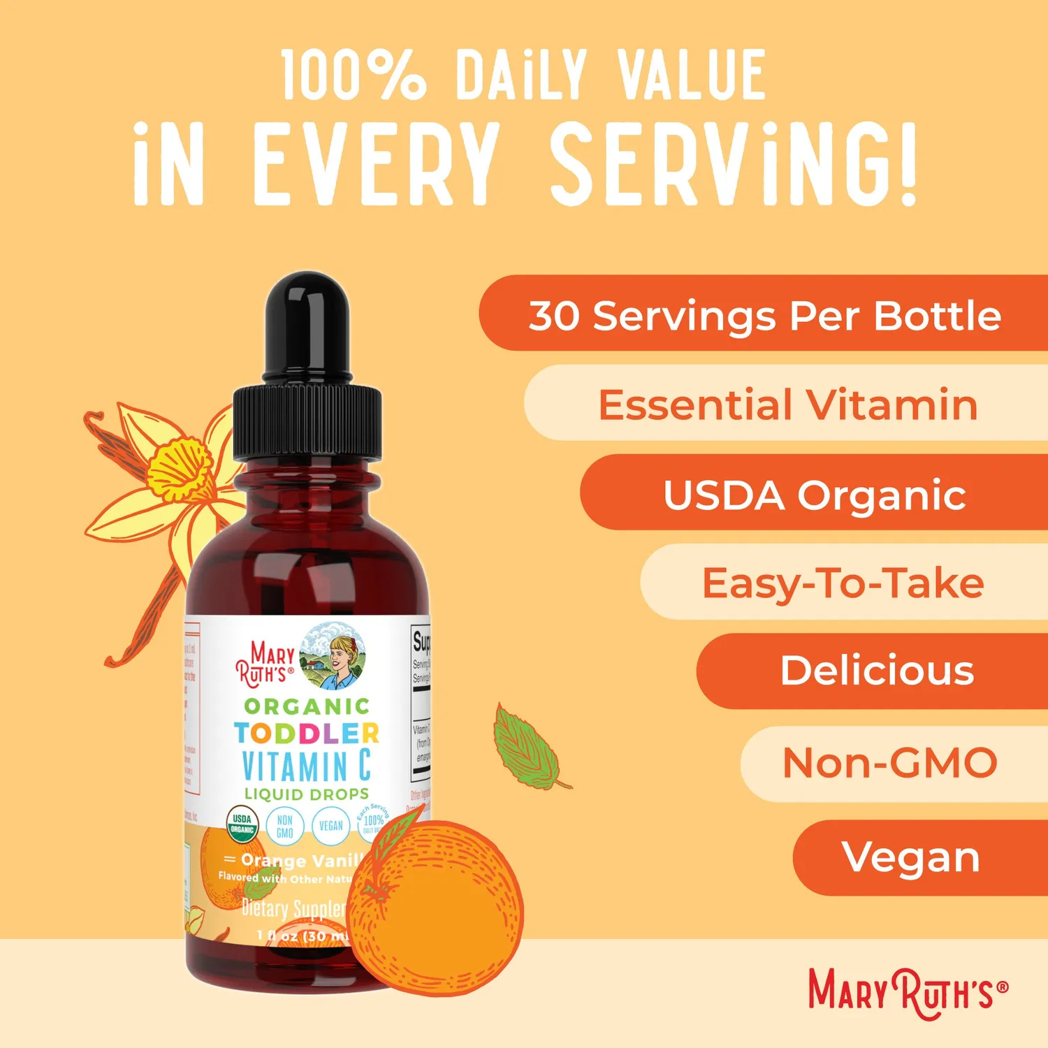 MaryRuth's Toddler Vitamin C dråper 1-3 år organisk