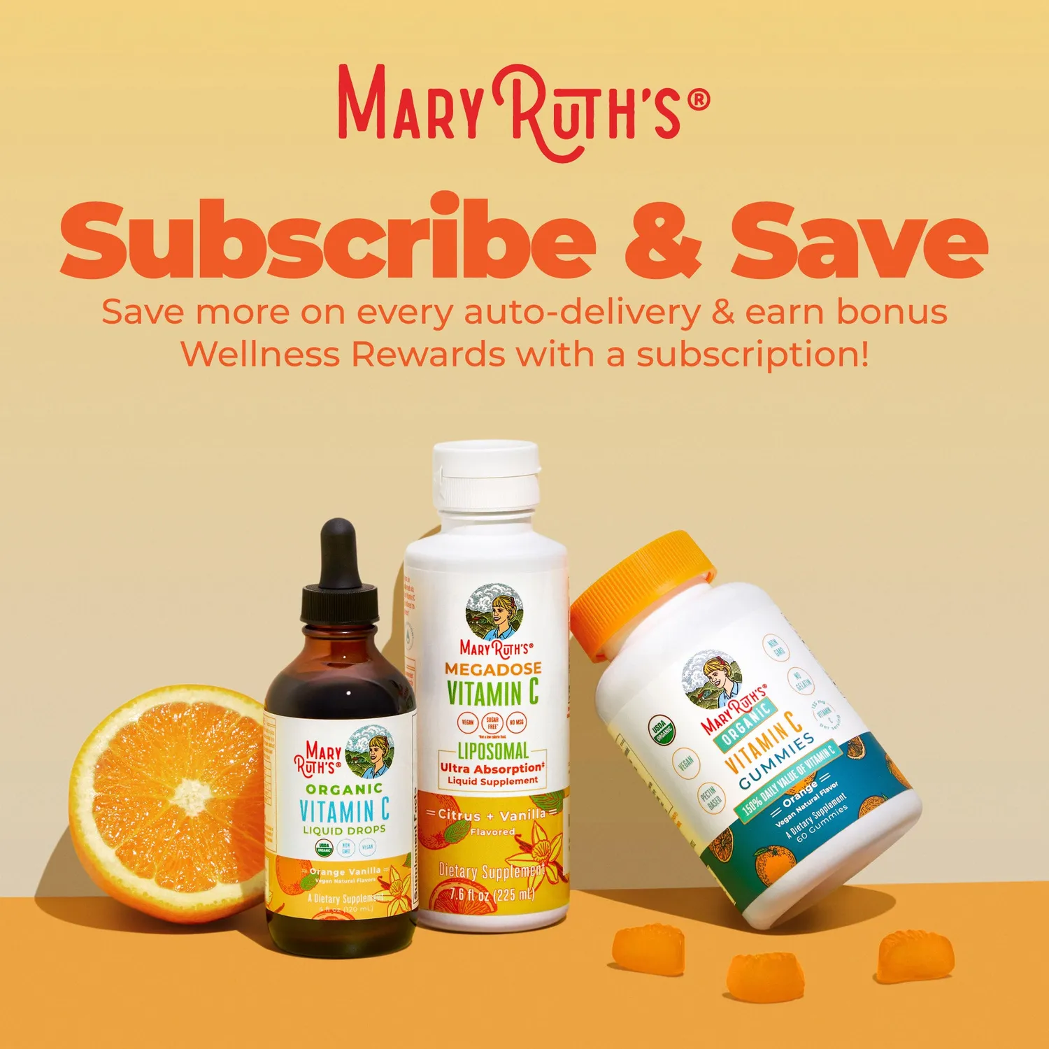MaryRuth's Organic Kids Vitamin C Gummies tyggetablett appelsin 60 stk