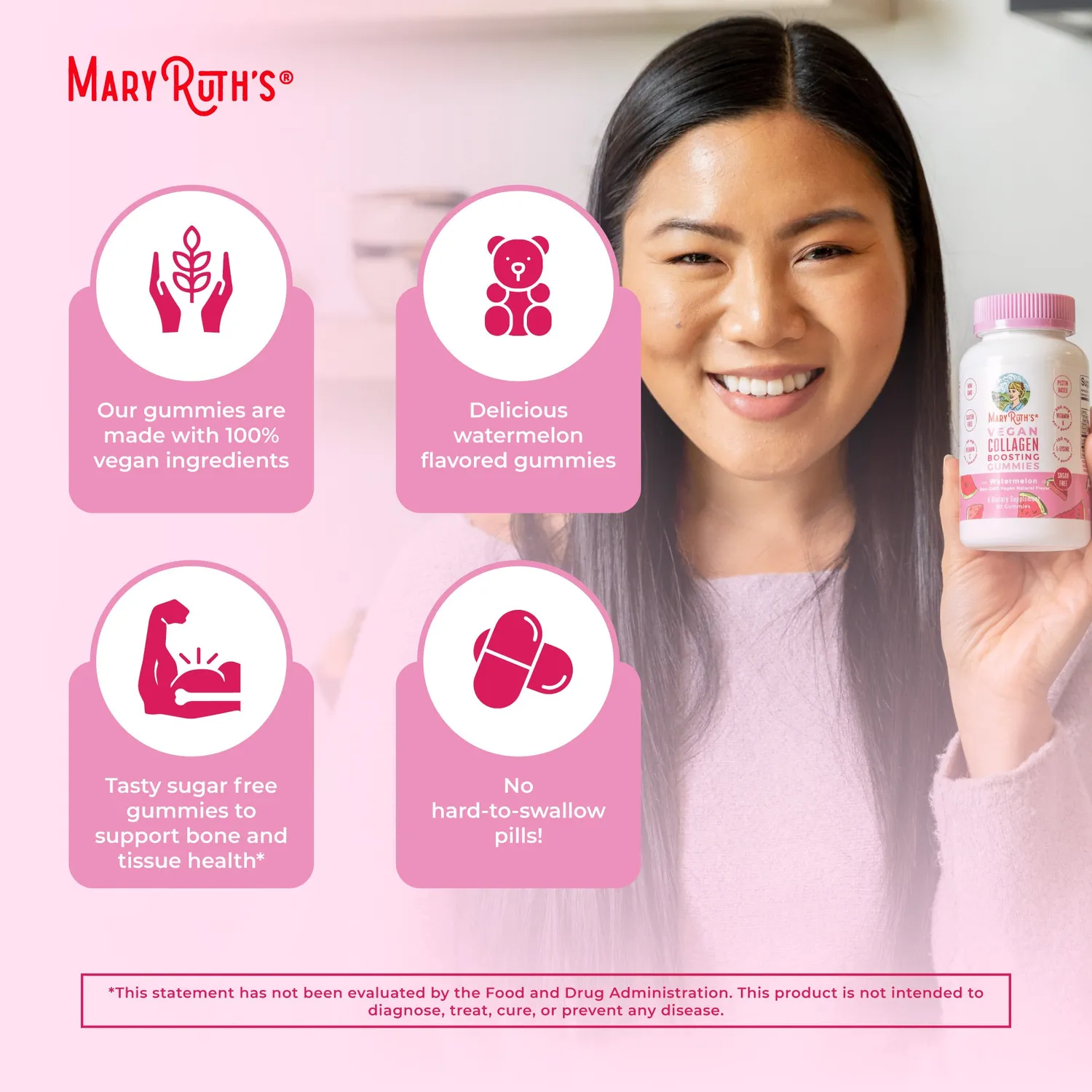 MaryRuth's Collagen Boost gummies vannmelon 90 stk