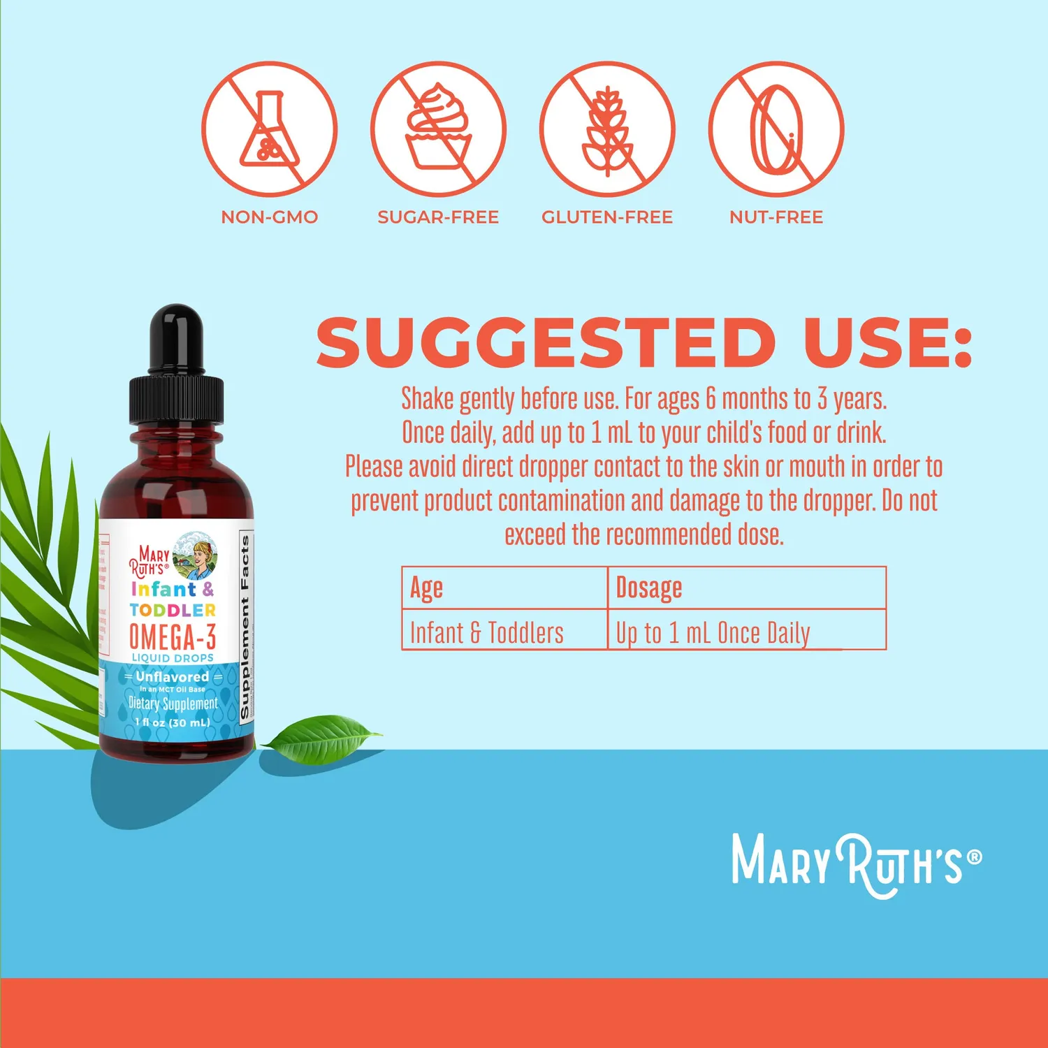 MaryRuth's Infant Omega-3 dråper alge DHA smaksnøytral