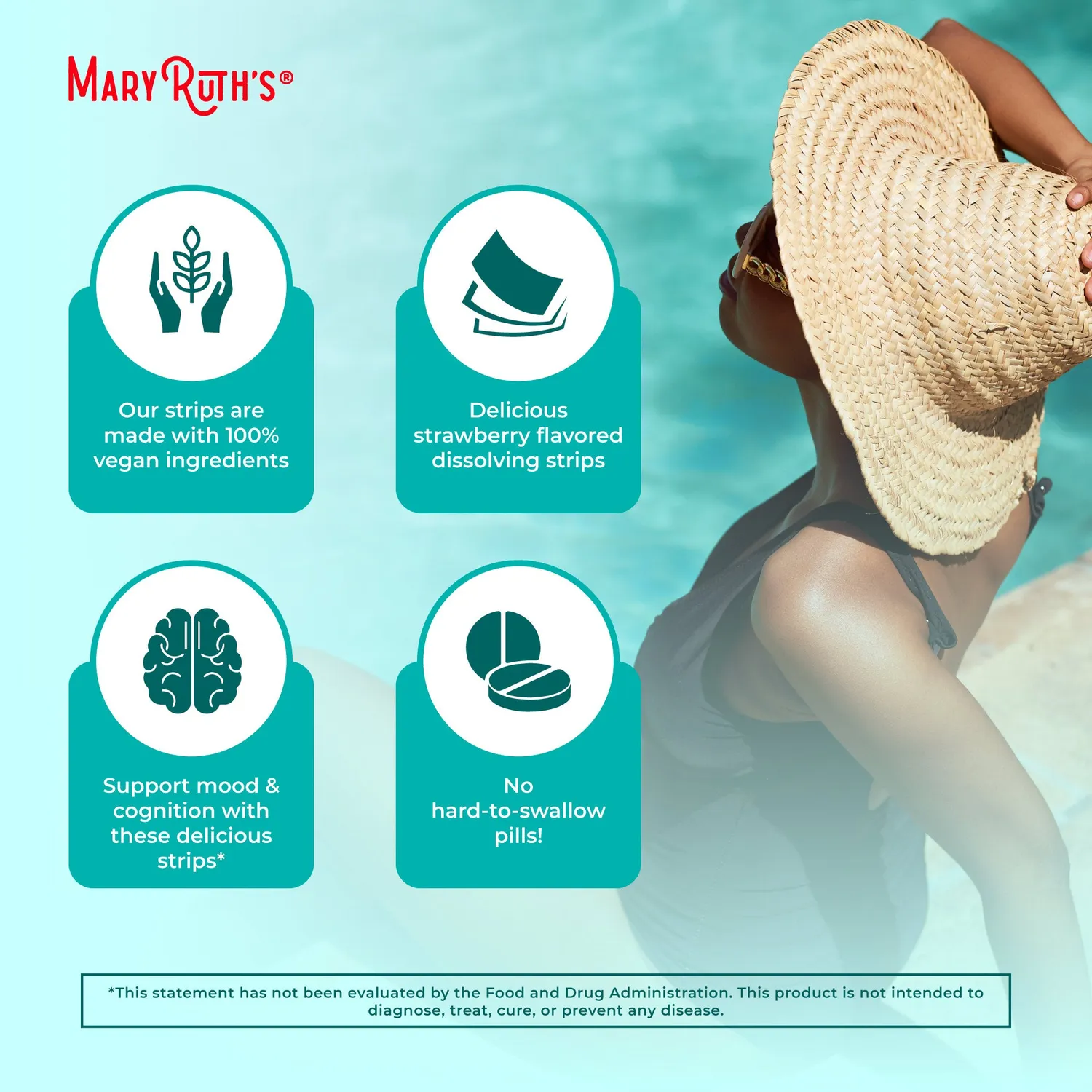 MaryRuth's Mood & Cognition strips jordbær 30 stk
