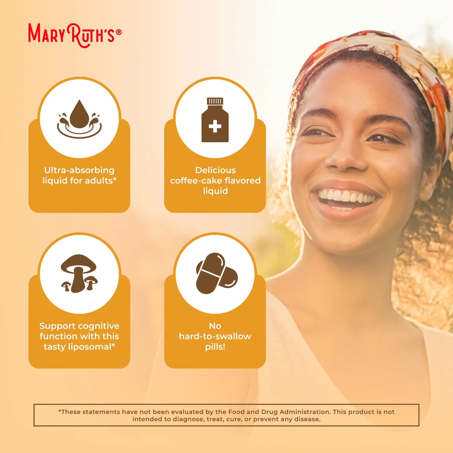 MaryRuth's Organic Lion's Mane Liposomal sopp kaffekake