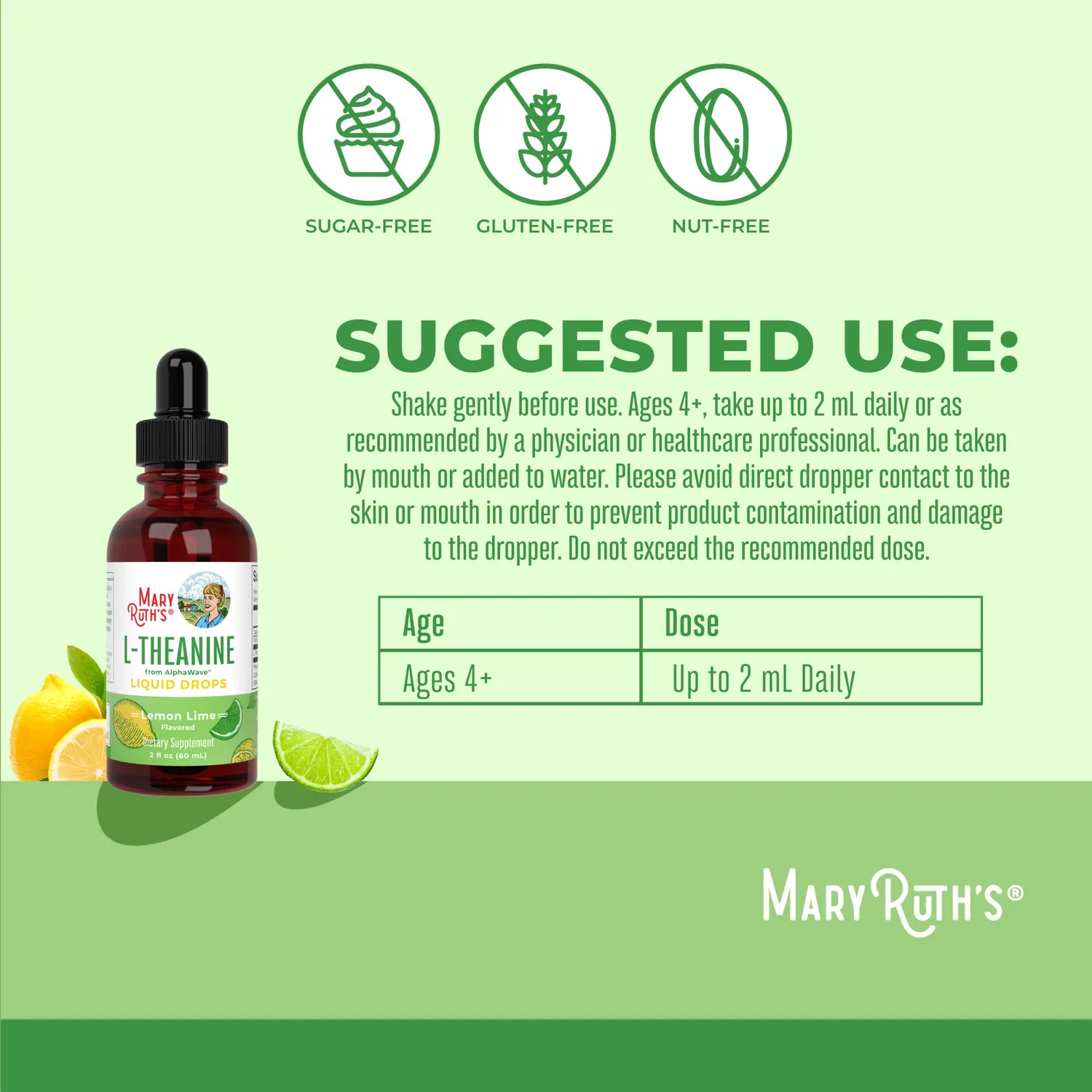MaryRuth's L-Theanine Liquid Drops sitron-lime 30 doser