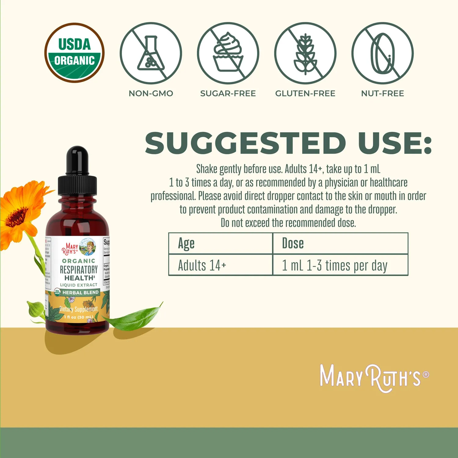 MaryRuth's Organic Respiratory Health Herbal Blend dråper 30 doser
