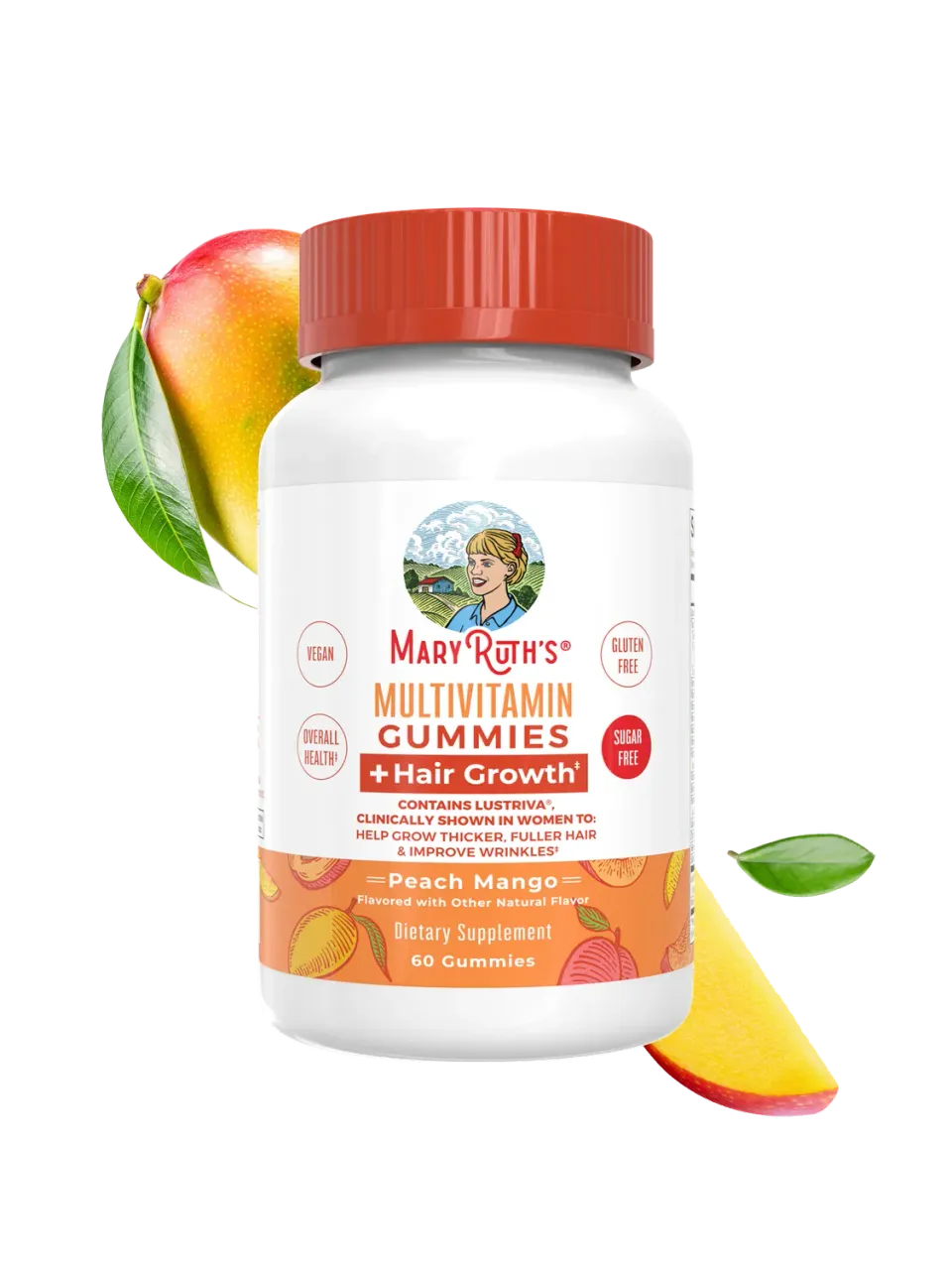 MaryRuth's Multivitamin + Hair Growth gummies fersken mango biotin