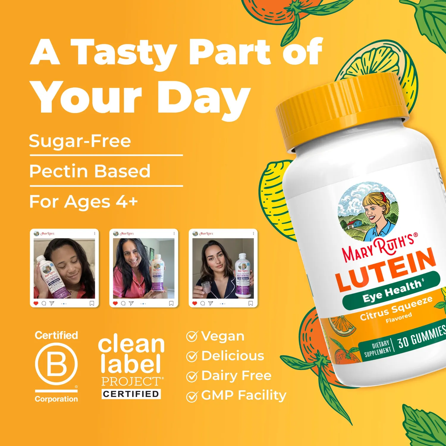 MaryRuth's Lutein Gummies sitrus blålys-filter 1 om dagen