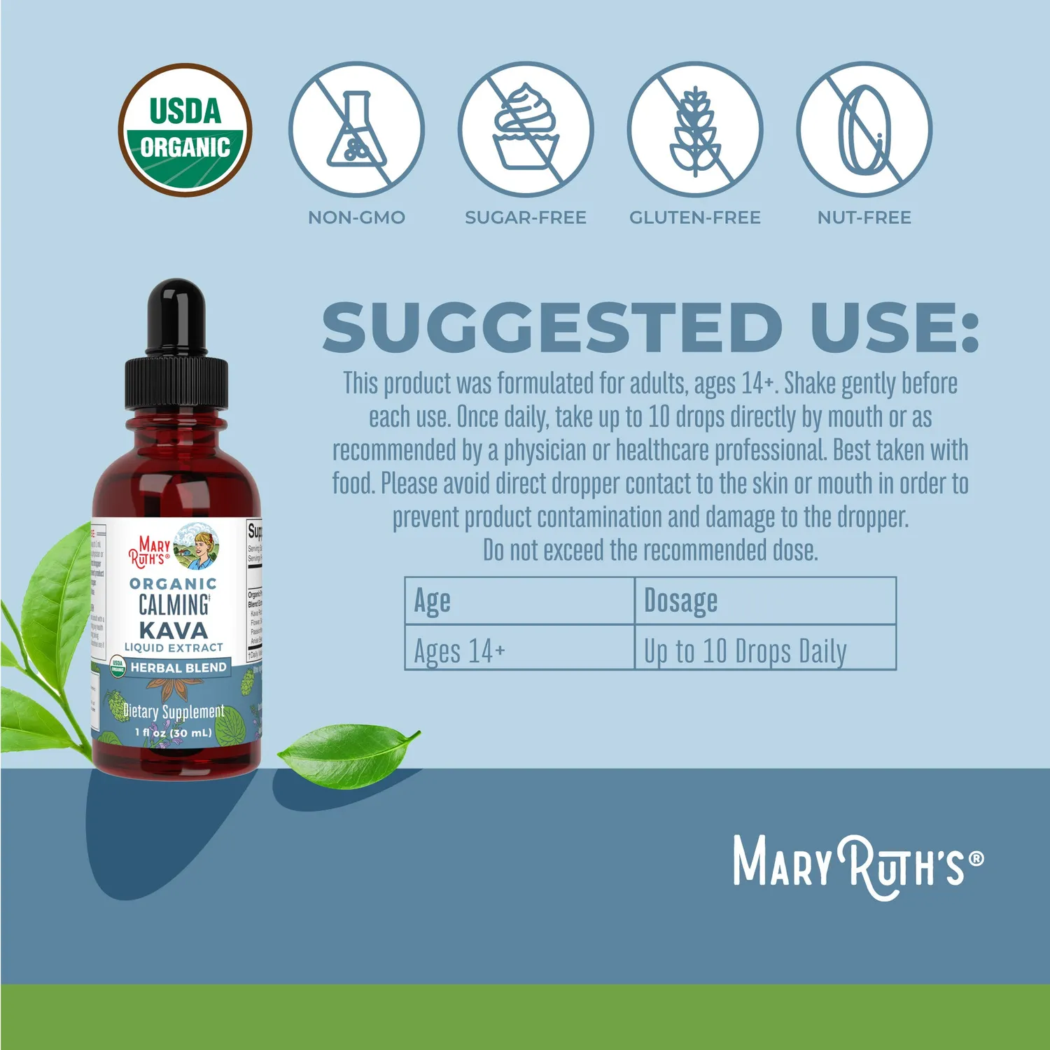 MaryRuth's Organic Calming Kava dråper 30 doser ro