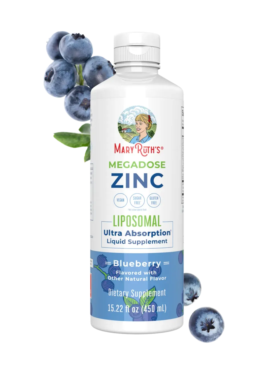 MaryRuth's Megadose Zinc liposomal blåbær 30 doser