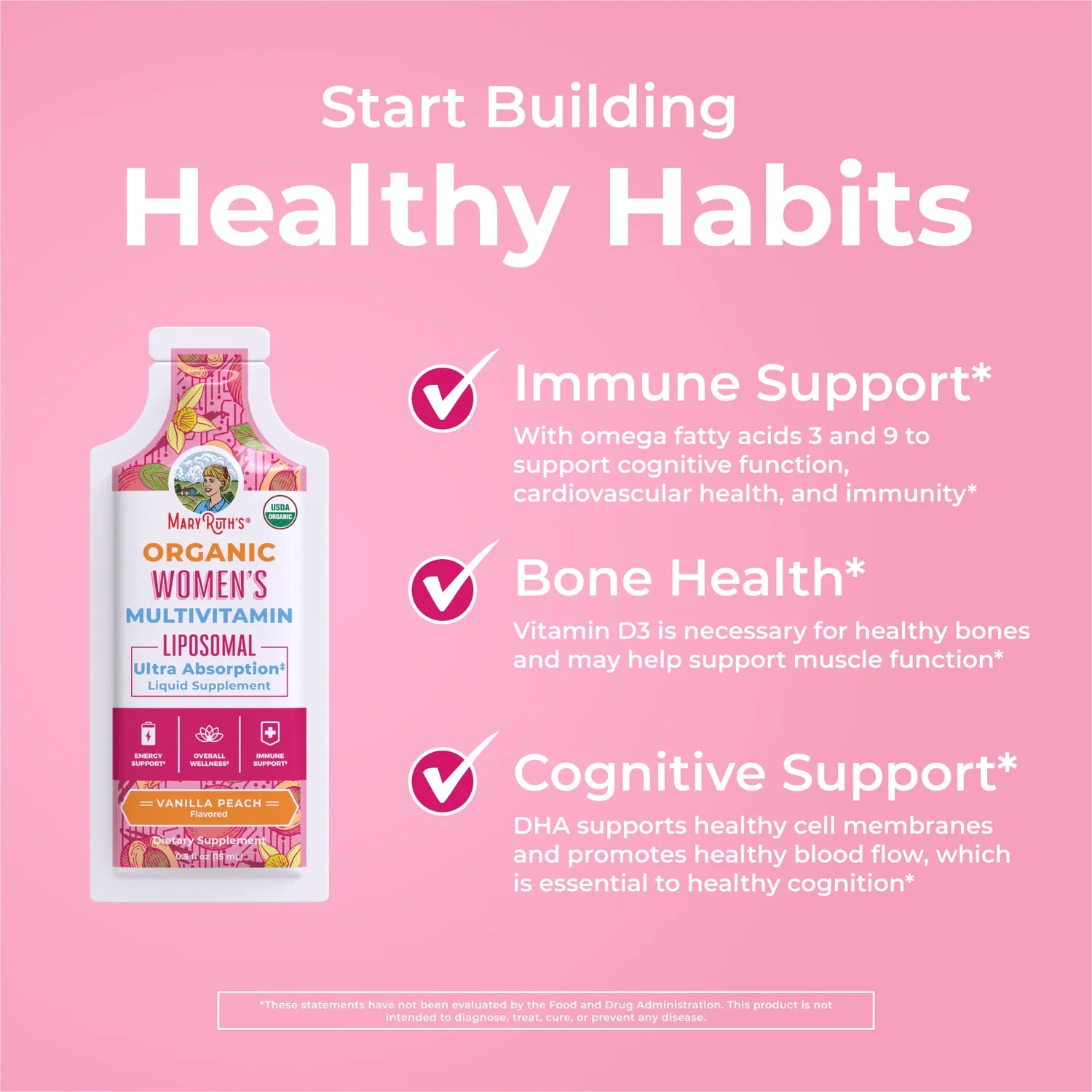 MaryRuth's Women's Multivitamin liposomal poser vanilje fersken
