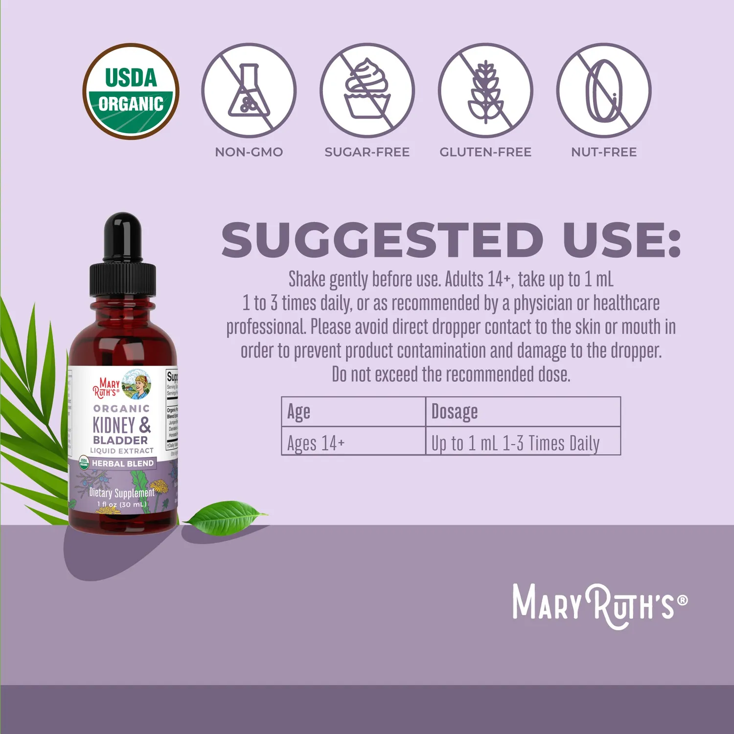MaryRuth's Kidney Bladder urtedråper økologisk 30 ml