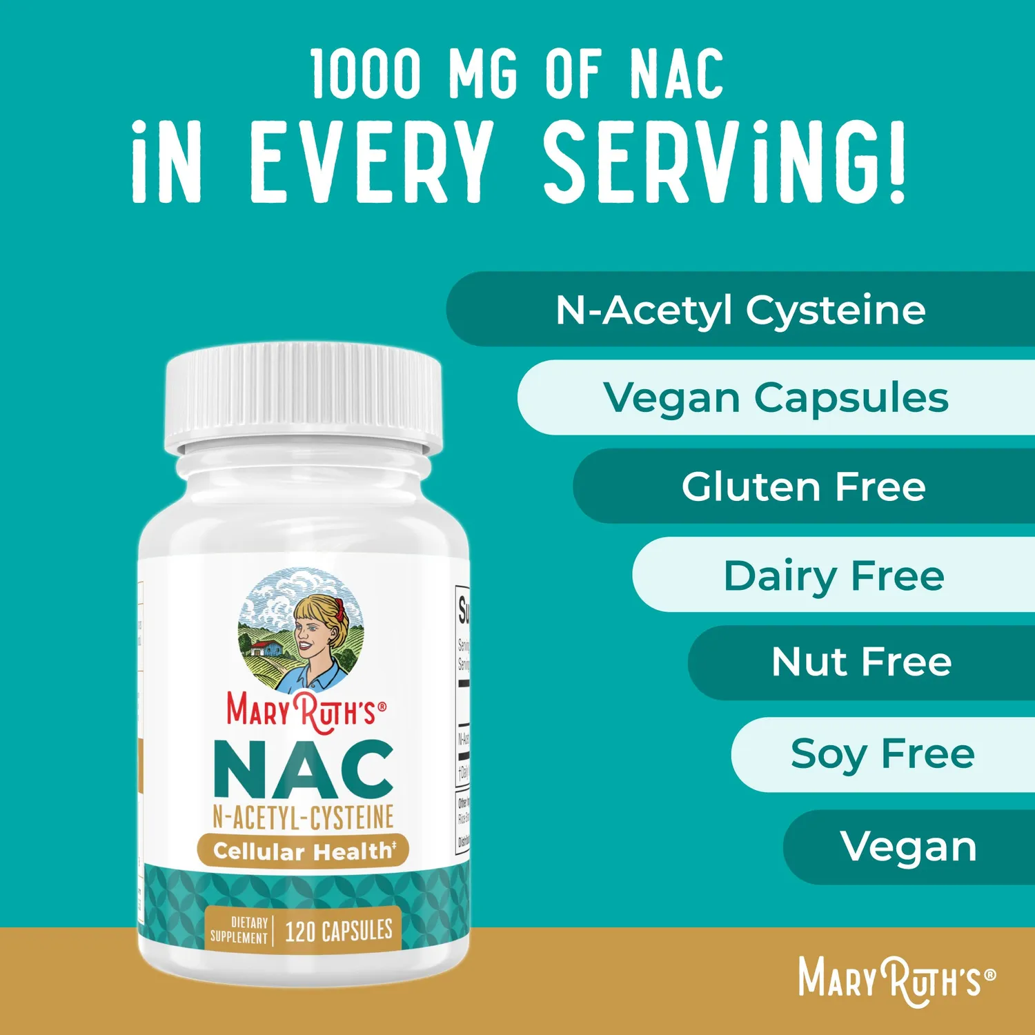 MaryRuth's N-acetyl-cysteine NAC kapsler 120 stk