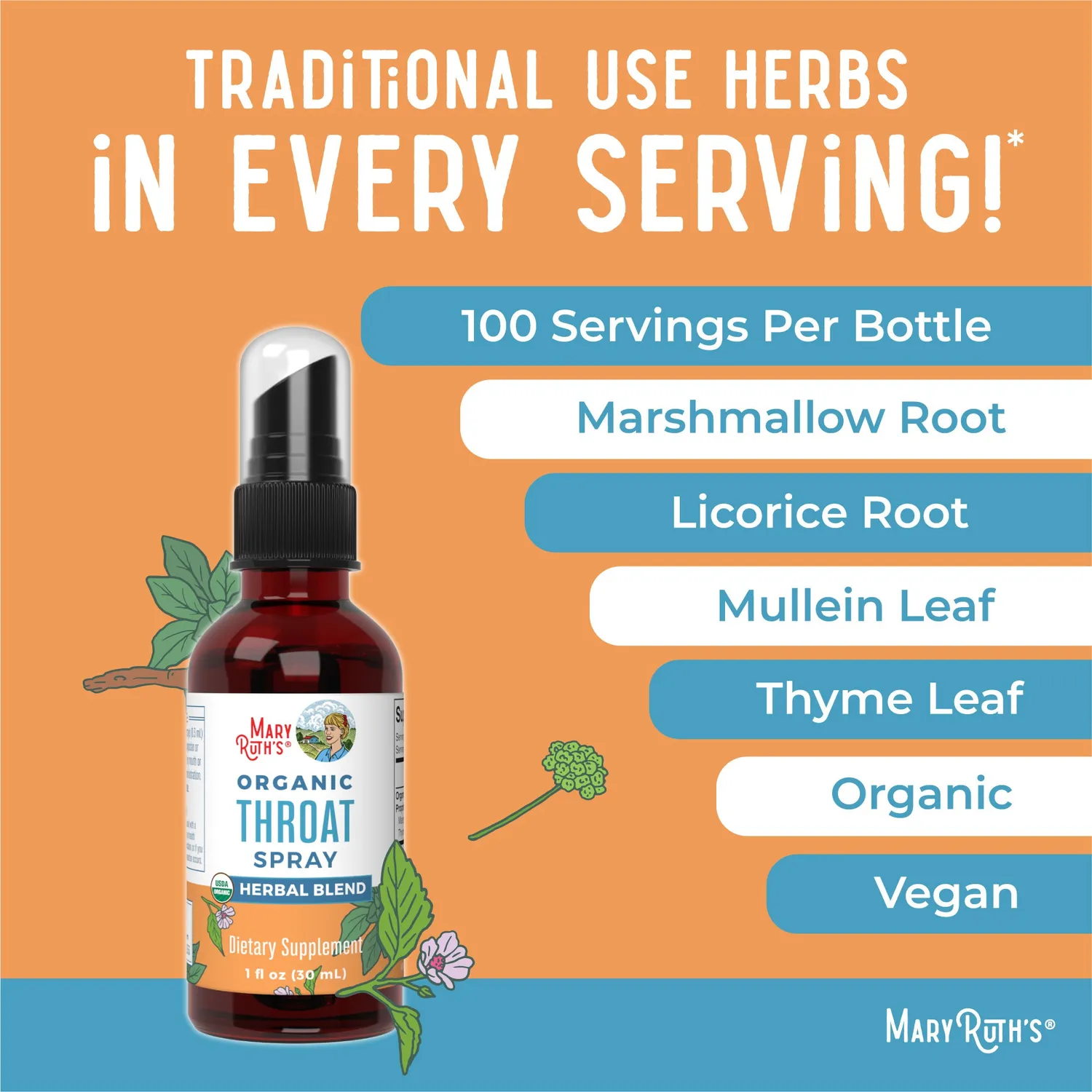 MaryRuth's Organic Throat halsspray uten smak