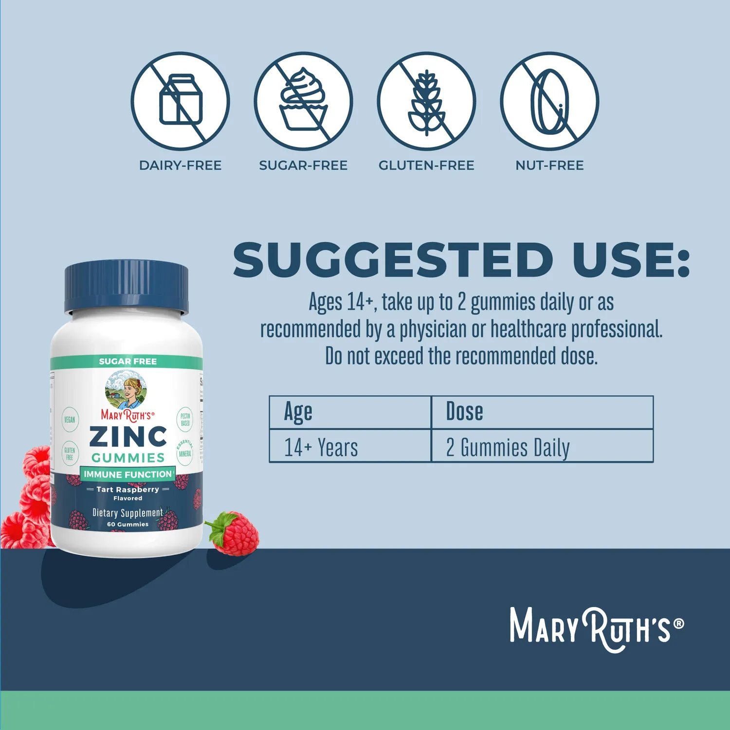 MaryRuth's Zinc Gummies sink gummies bringebær immunforsvar