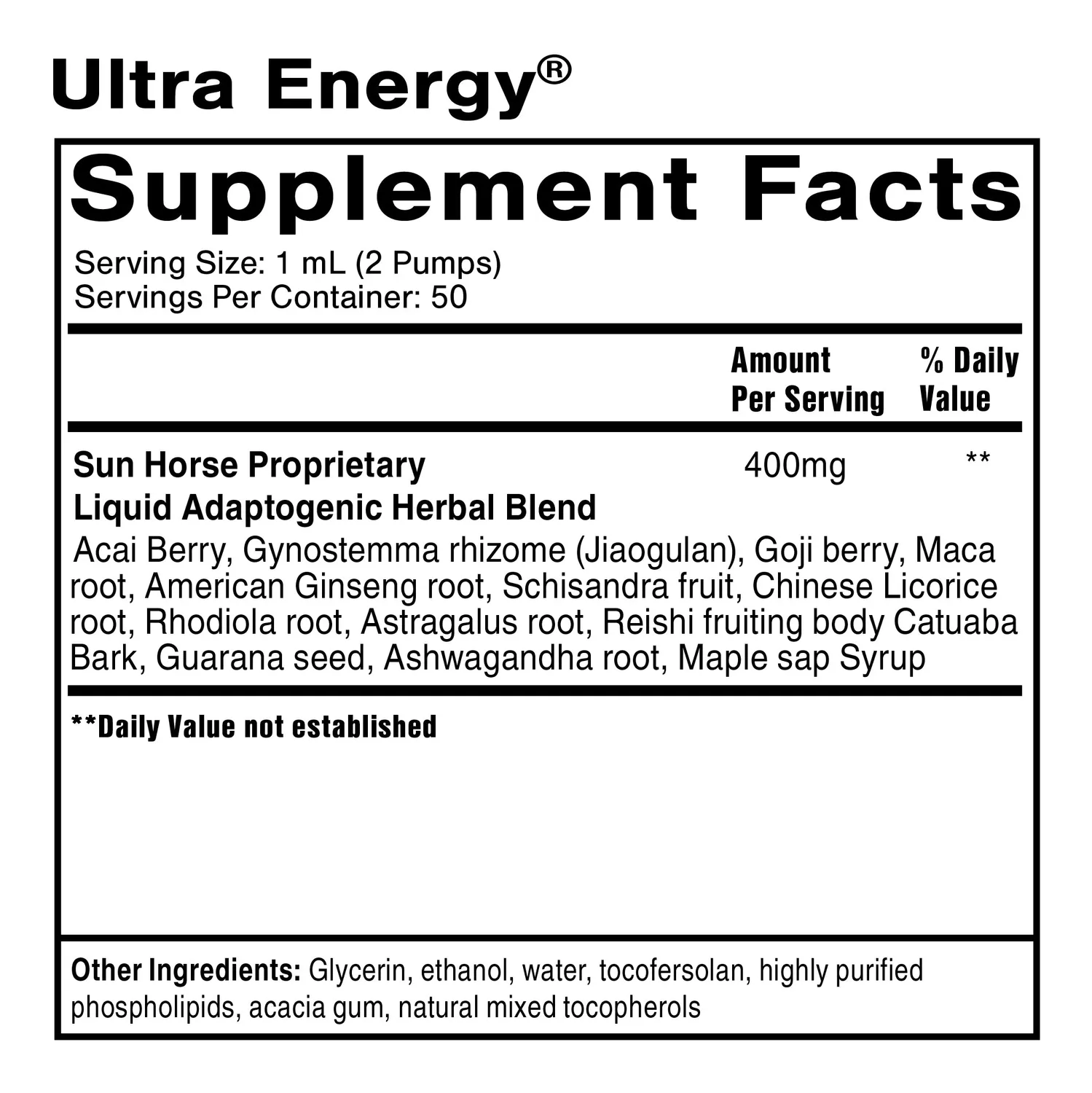 Quicksilver Scientific Ultra Energy tilskudd 50 ml adaptogen