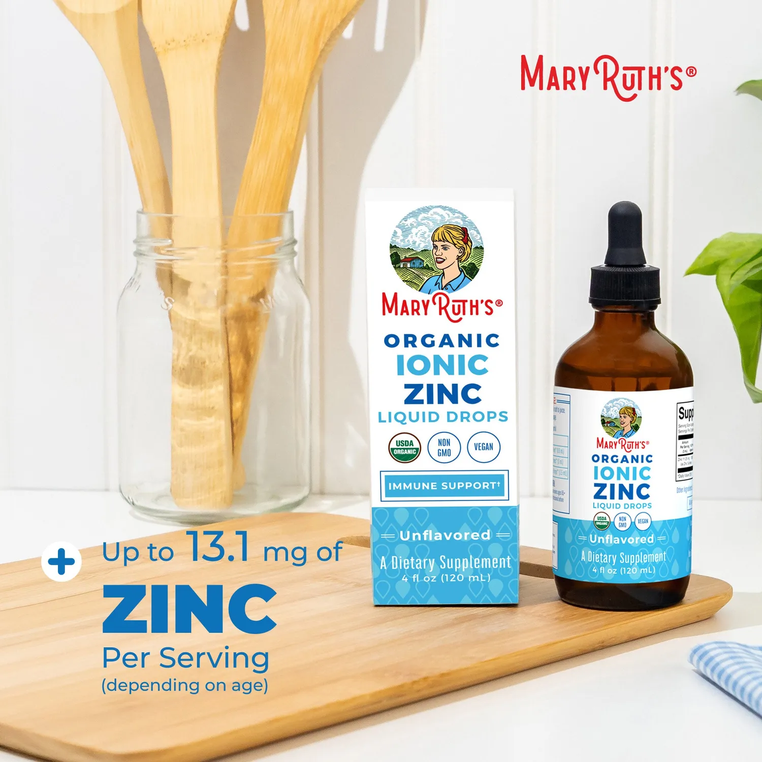 MaryRuth's Organic Ionic Zinc Liquid Drops dråper uten smak immun