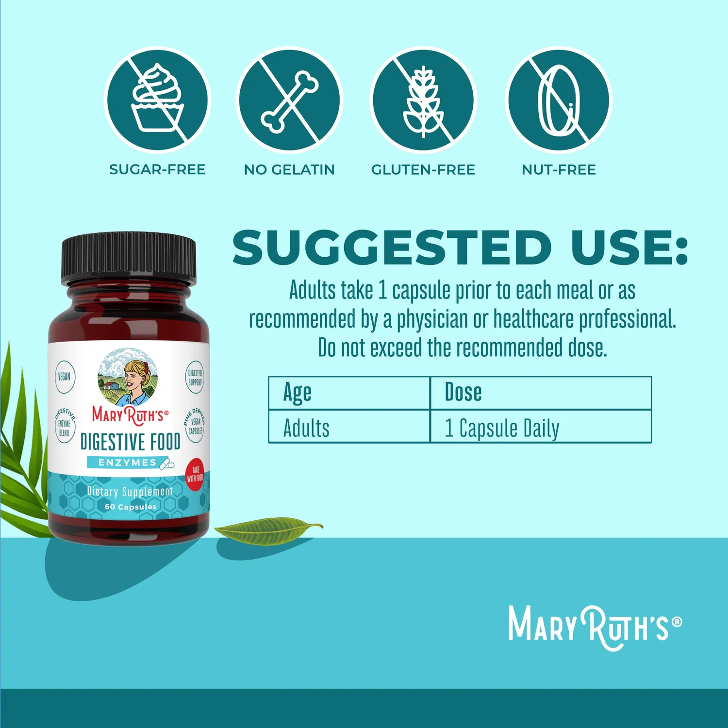 MaryRuth's Digestive Food Enzymes kapsler 60 stk enzymblanding