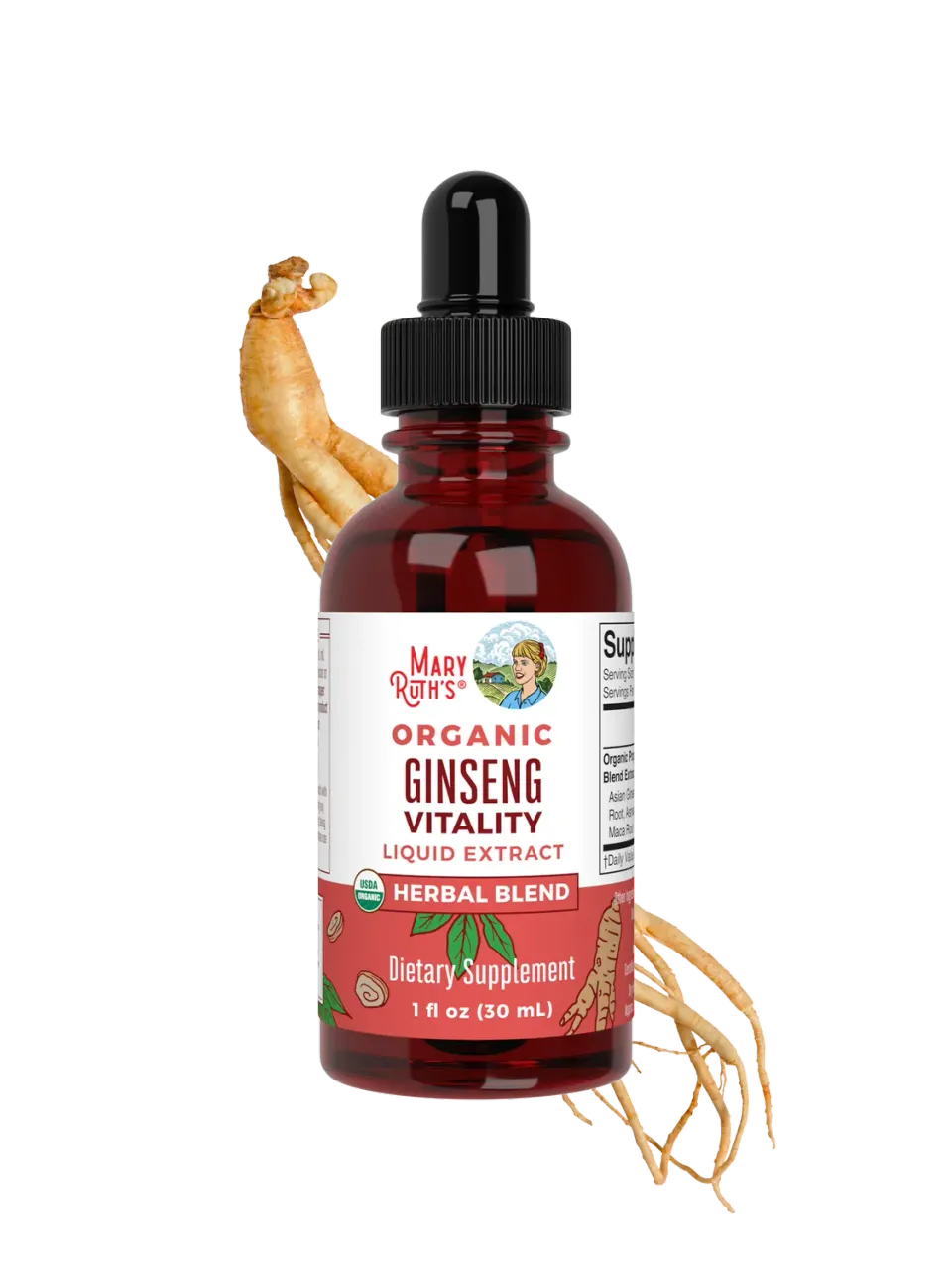 MaryRuth's Ginseng Vitality urtedråper 30 doser adaptogen
