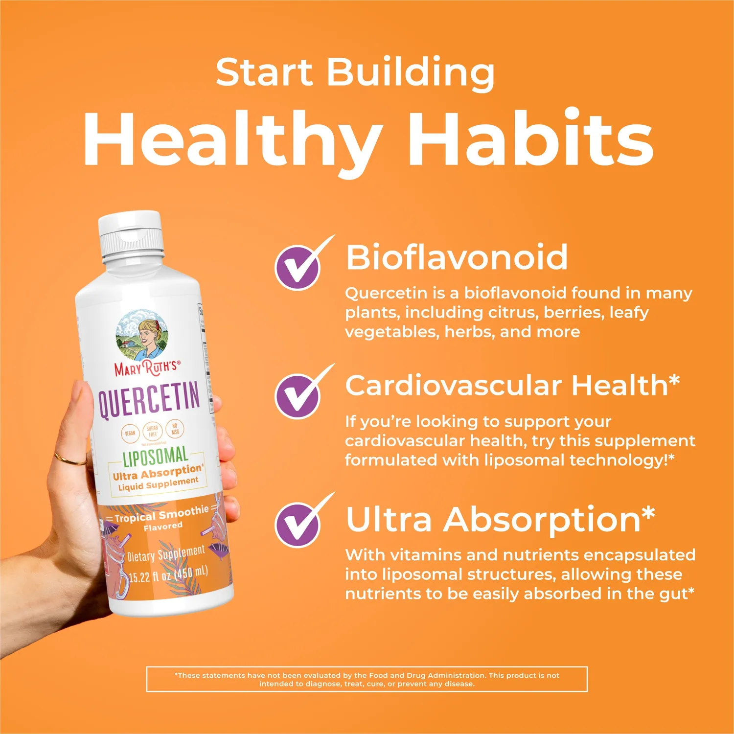 MaryRuth's Quercetin Liposomal tilskudd ananas appelsin