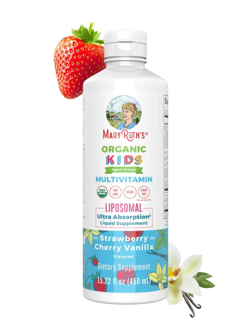 MaryRuth's Kids Multivitamin liposomal jordbær kirsebær 30 doser
