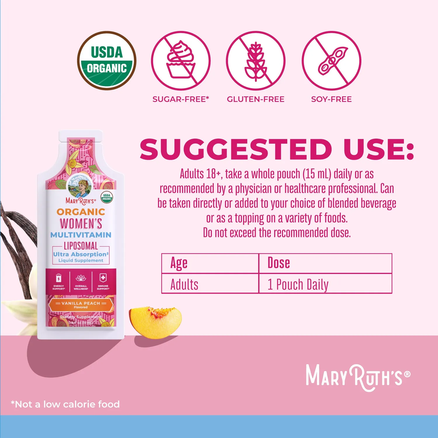 MaryRuth's Women's Multivitamin liposomal poser vanilje fersken