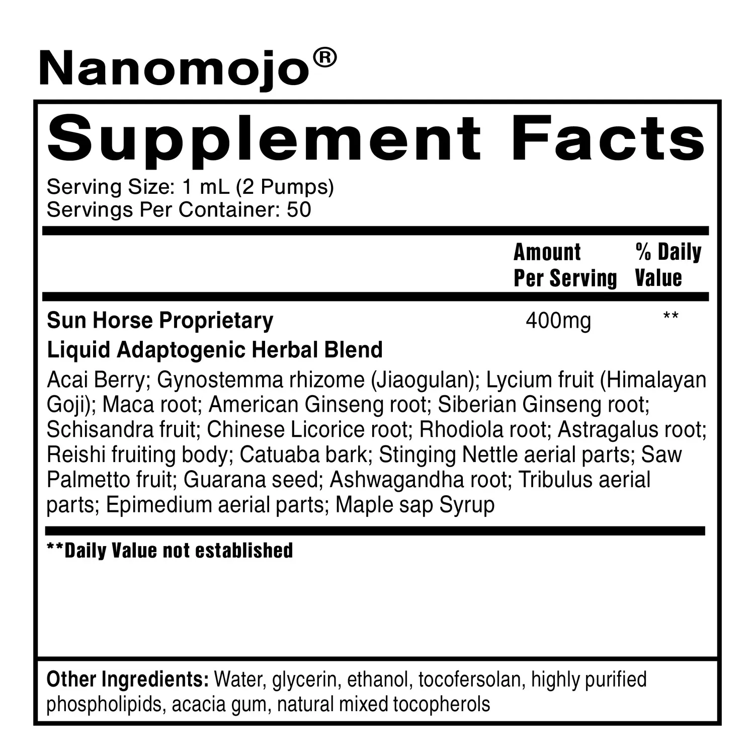 Quicksilver Scientific NanoMojo tonic 50 ml menn adaptogen
