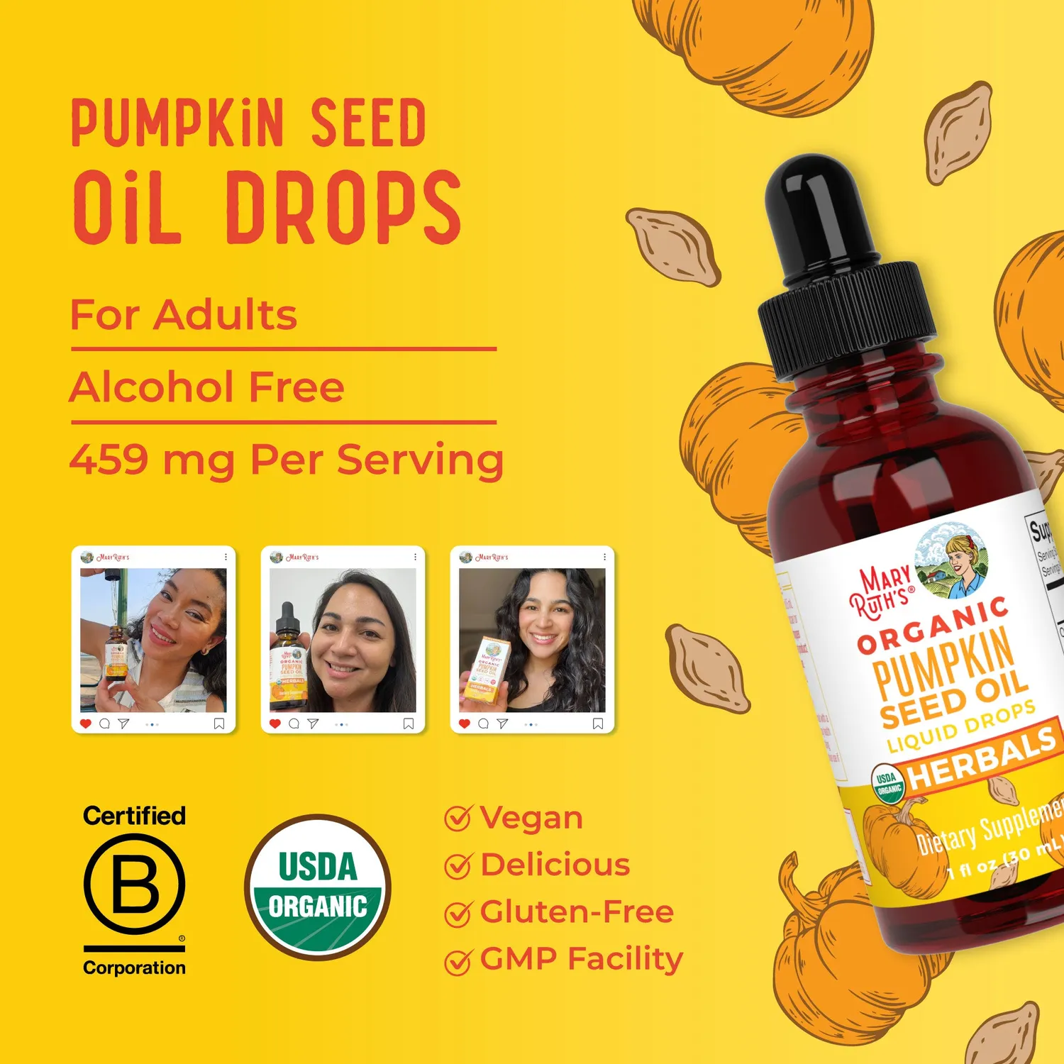 MaryRuth's Organic Pumpkin Seed Oil dråper 60 doser for menn