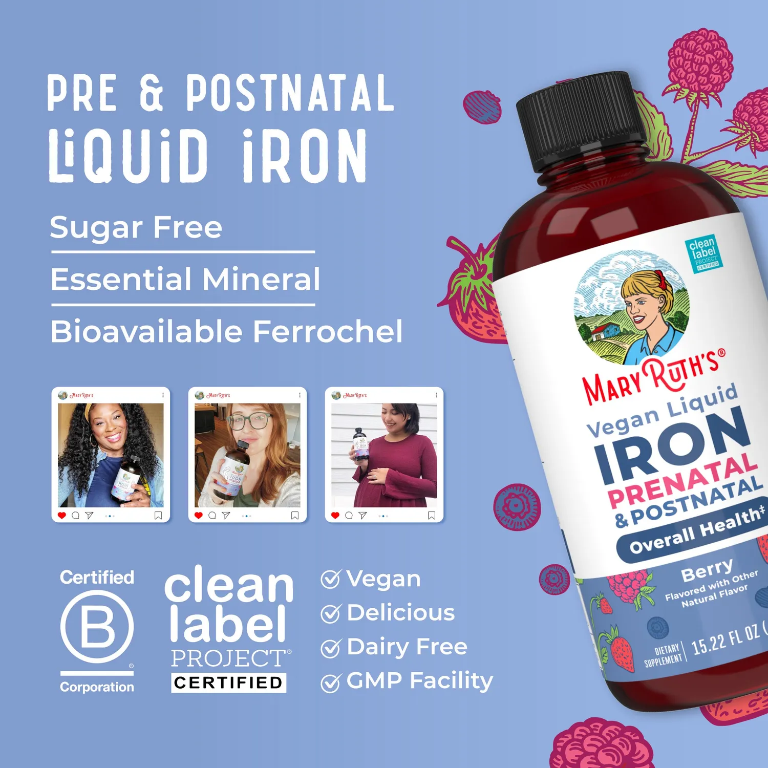 MaryRuth's Prenatal Postnatal Liquid Iron flytende 30 doser