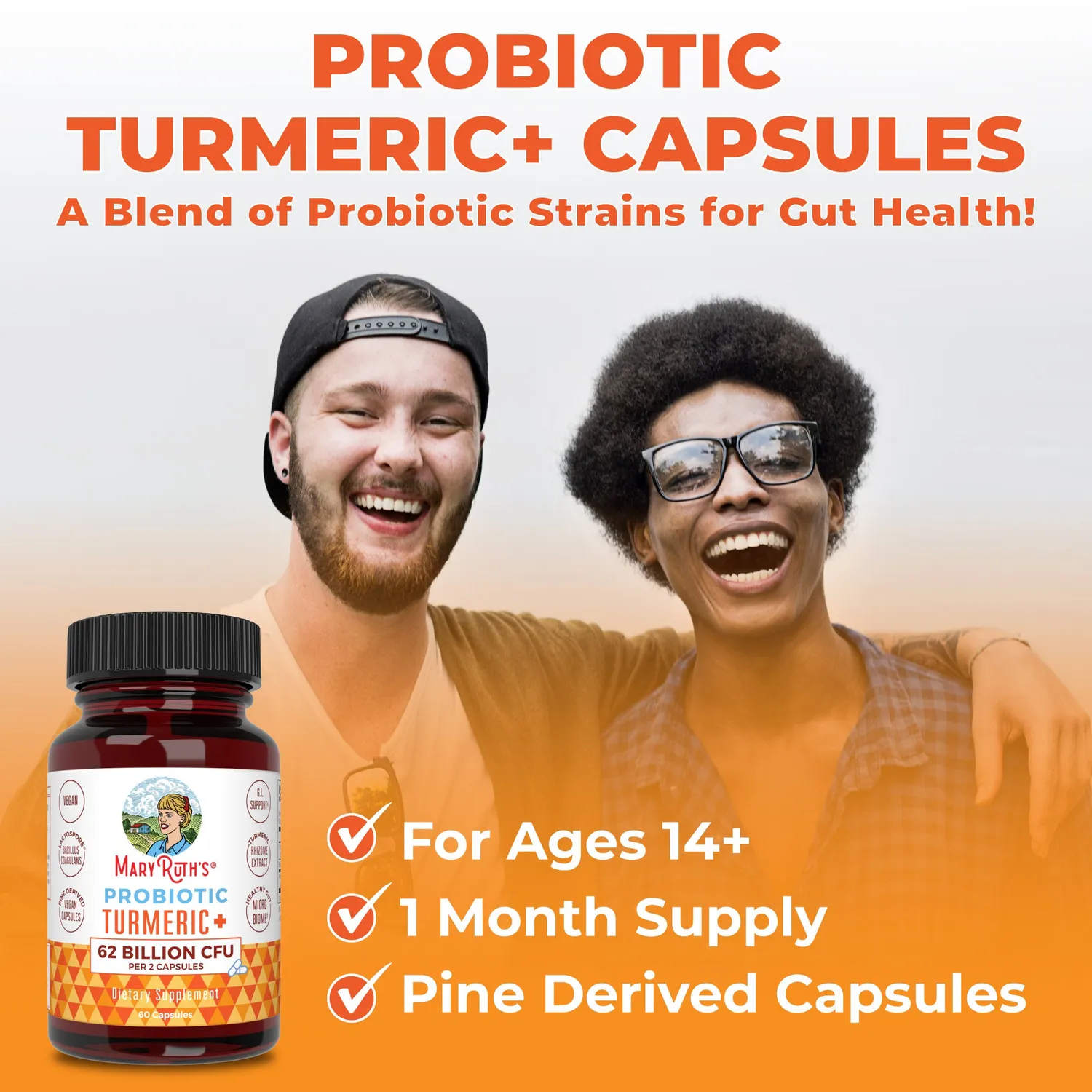 MaryRuth's Probiotic Turmeric+ kapsler 30 doser mage tarm