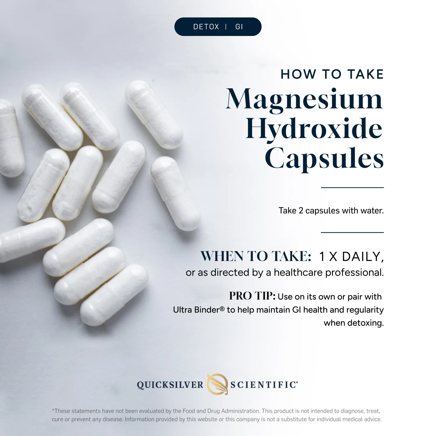 Quicksilver Scientific Magnesium Hydroxide kapsler 120 stk fordøyelse
