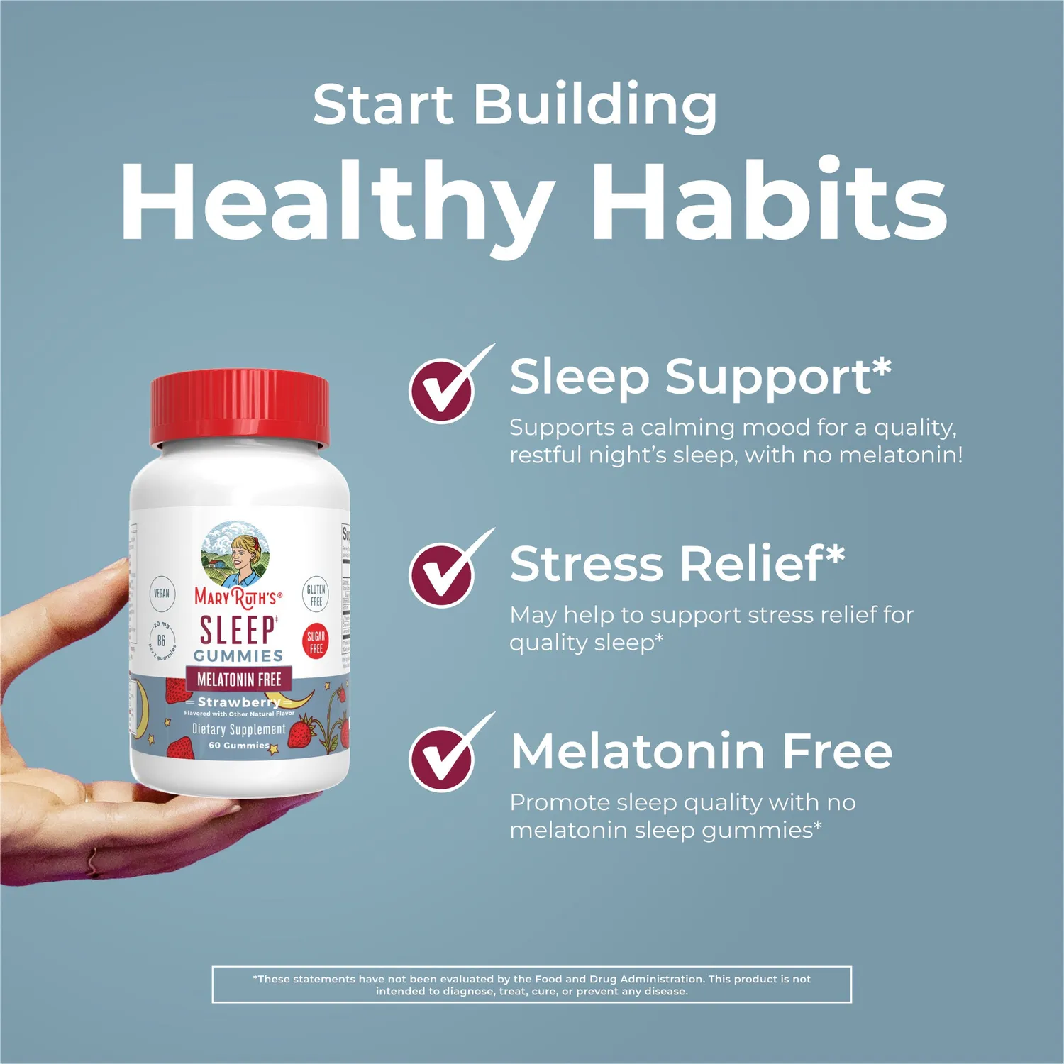 MaryRuth's Melatonin Free Sleep Gummies jordbær 60 stk