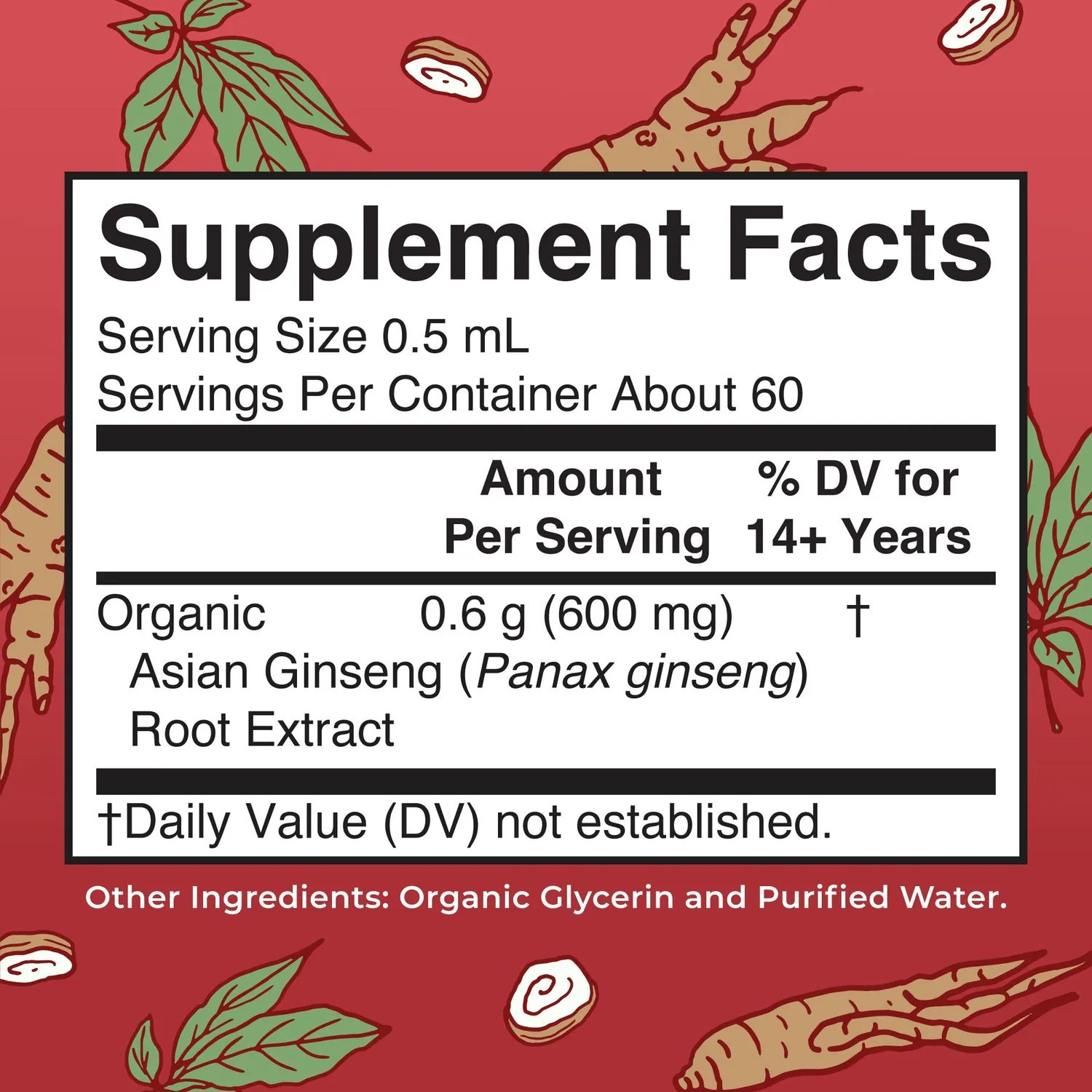 MaryRuth's Asian Ginseng dråper økologisk 30 ml adaptogen