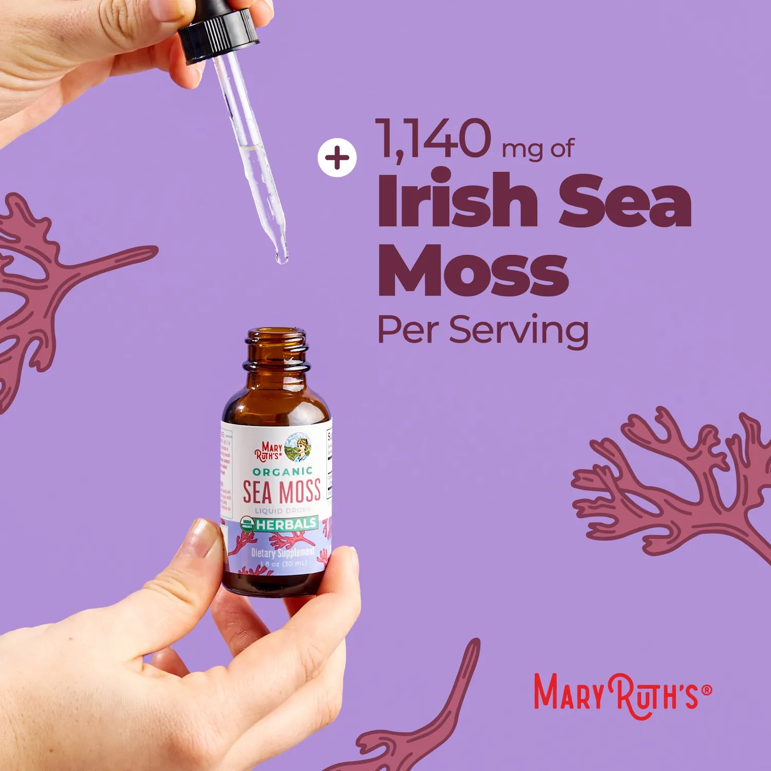 MaryRuth's Organic Sea Moss dråper 30 doser økologisk