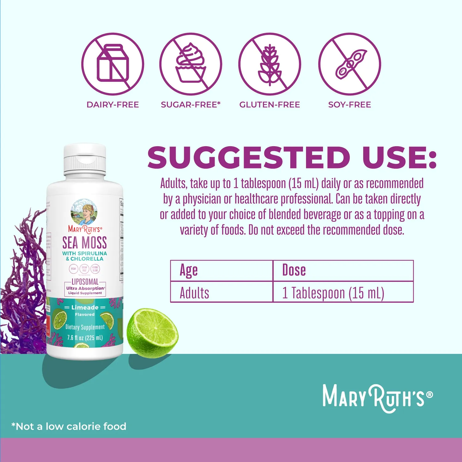 MaryRuth's Sea Moss Spirulina Chlorella liposomal lime