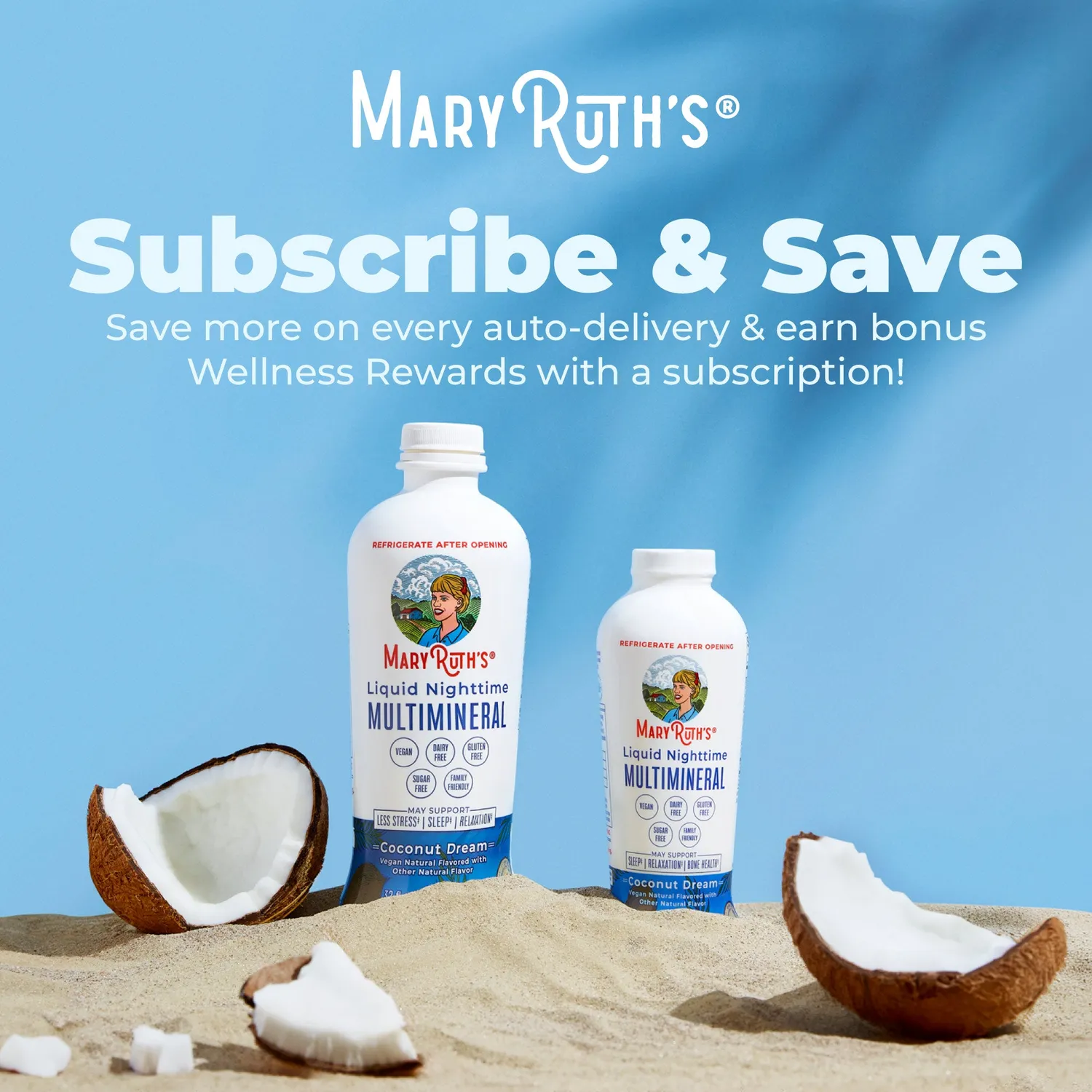MaryRuth's Liquid Nighttime Multimineral flytende kokos uten melatonin