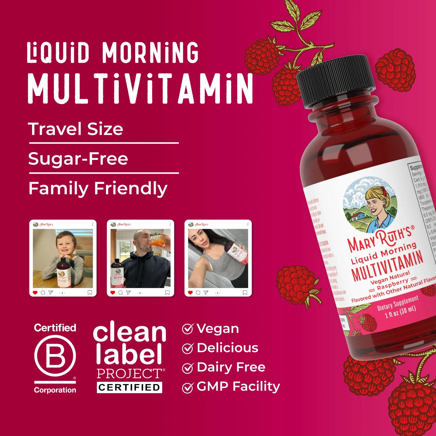 MaryRuth's Liquid Morning Multivitamin flytende 8-pack reise
