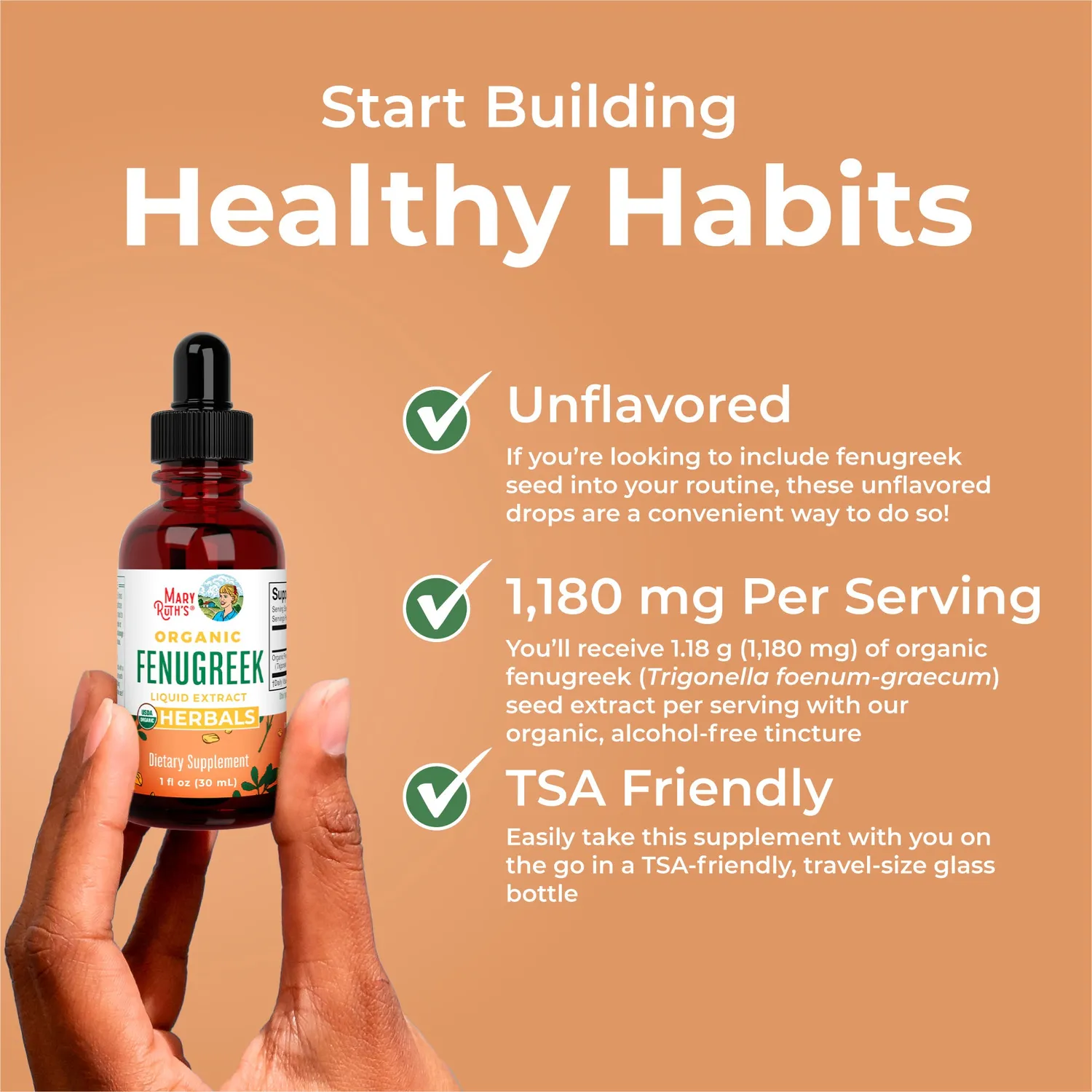 MaryRuth's Fenugreek dråper økologisk 1180 mg