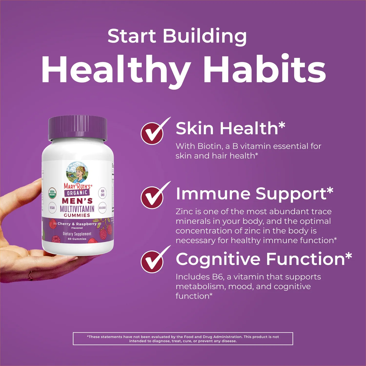 MaryRuth's Organic Men's Multivitamin vingummi kirsebær 60 stk